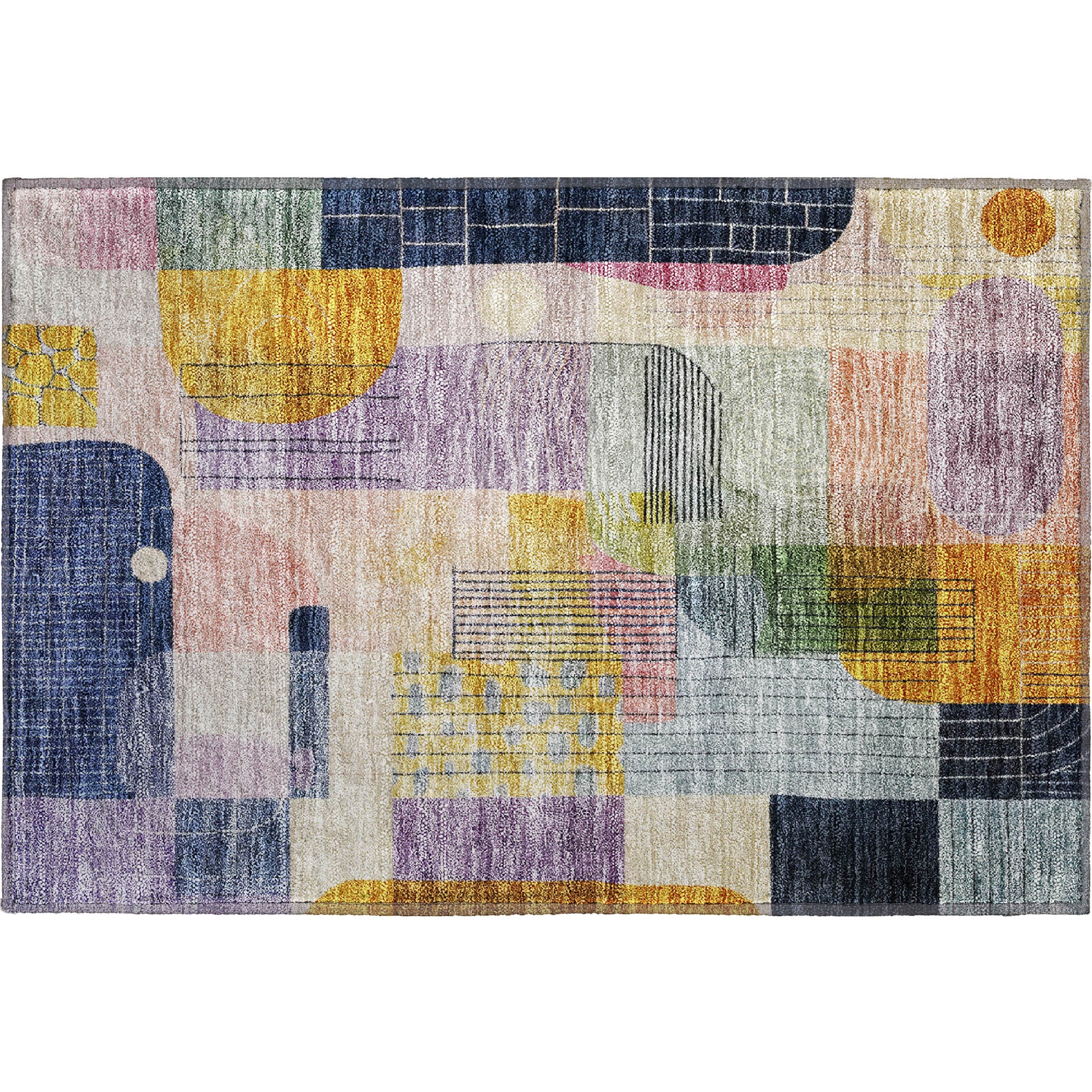 Santorini Machine Washable Transitional Plum Purple Rug 1'8" x 2'6" #shape_Rectangle