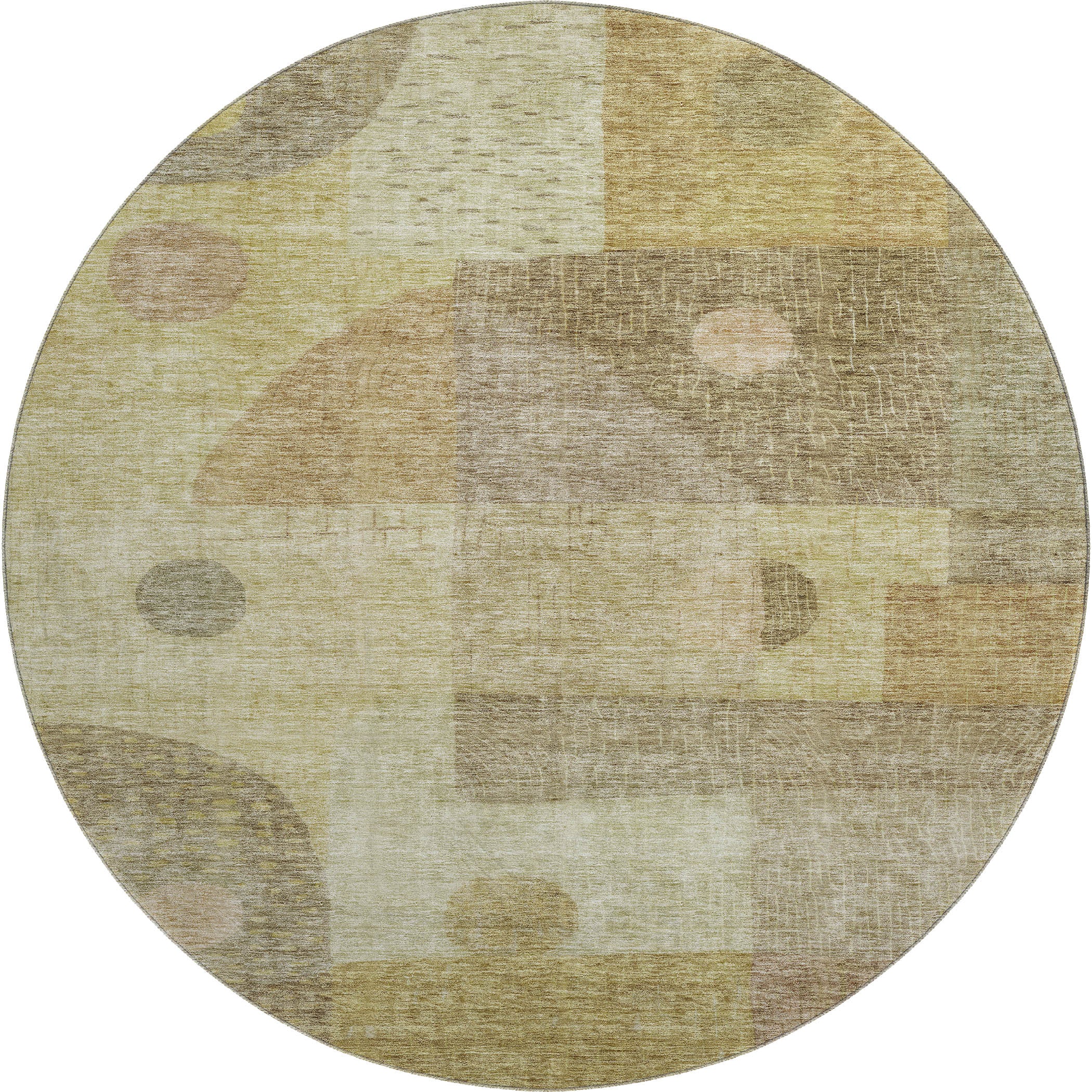 Sintra Machine Washable Transitional Beige Brown Rug 8' x 8' #shape_Round