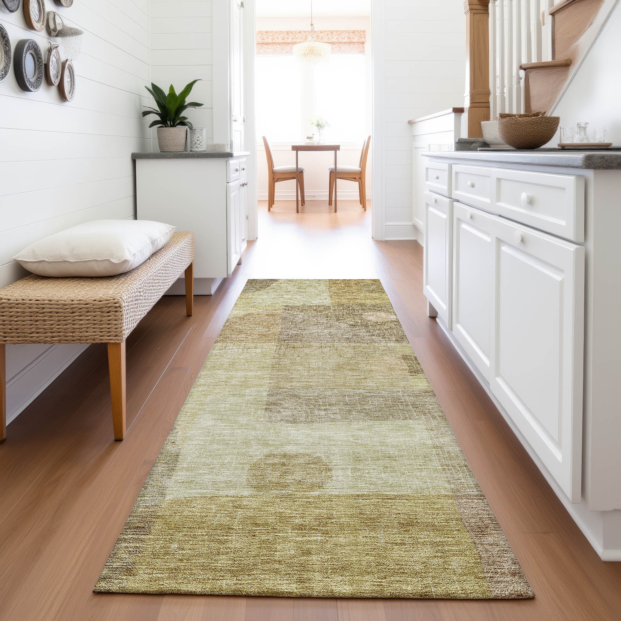 Sintra Machine Washable Transitional Beige Brown Rug 2'3" x 7'6" #shape_Runner