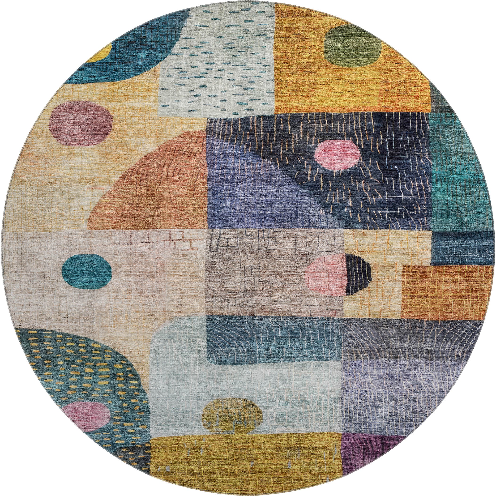 Sintra Machine Washable Transitional Green Rug 8' x 8' #shape_Round