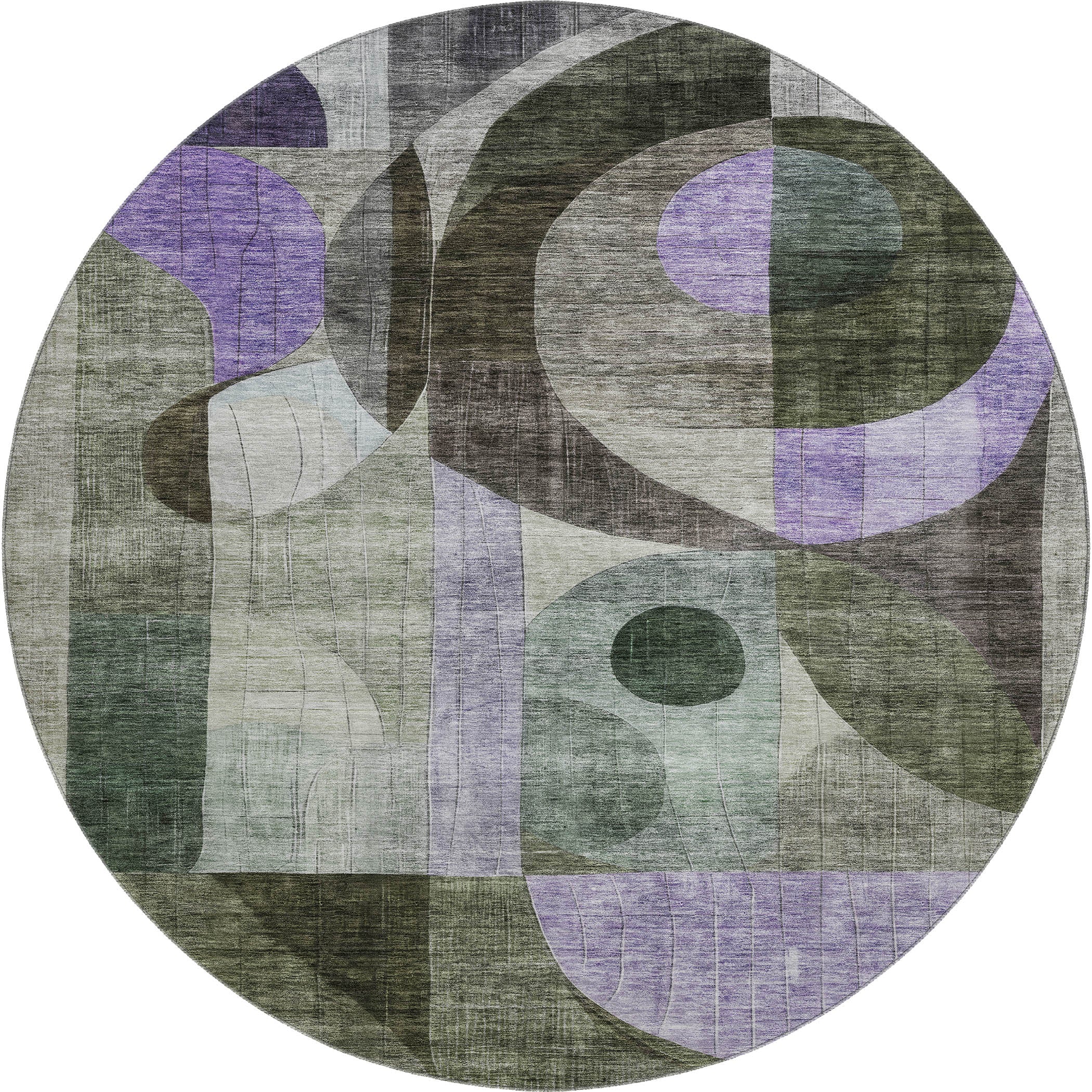 Sintra Machine Washable Transitional Olive Green Rug 8' x 8' #shape_Round