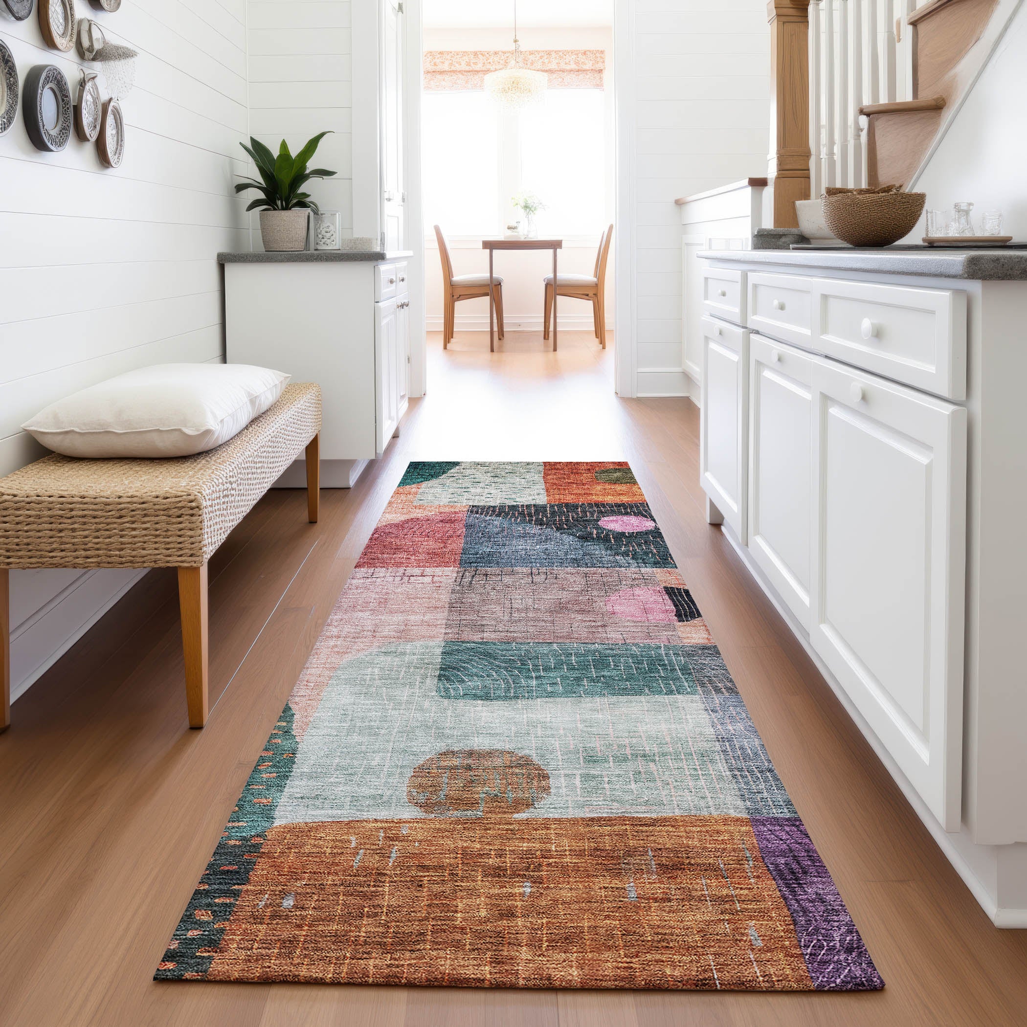 Sintra Machine Washable Transitional Orange Rug 2'3" x 7'6" #shape_Runner