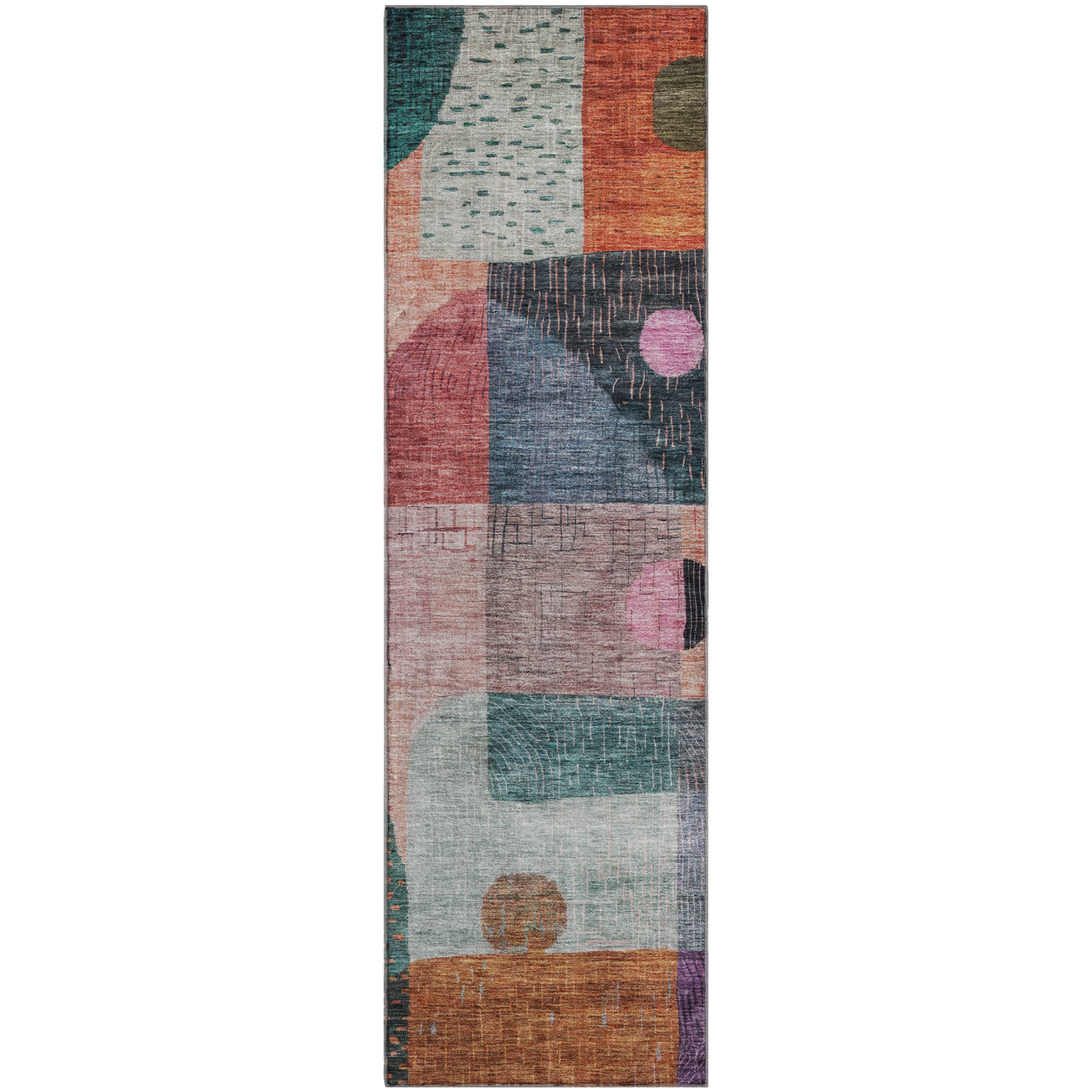 Sintra Machine Washable Transitional Orange Rug 2'3" x 7'6" #shape_Runner