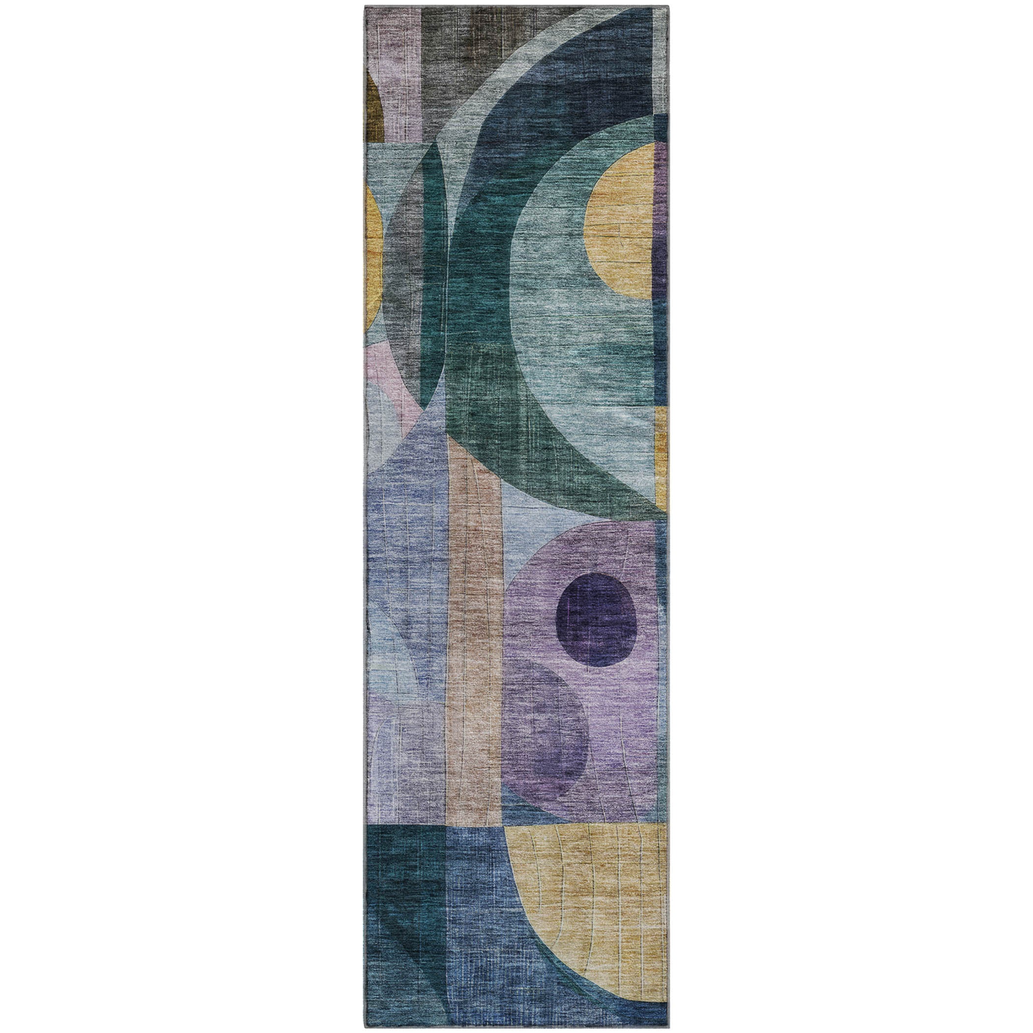 Montevideo Machine Washable Transitional Blue Rug 2'3" x 7'6" #shape_Runner
