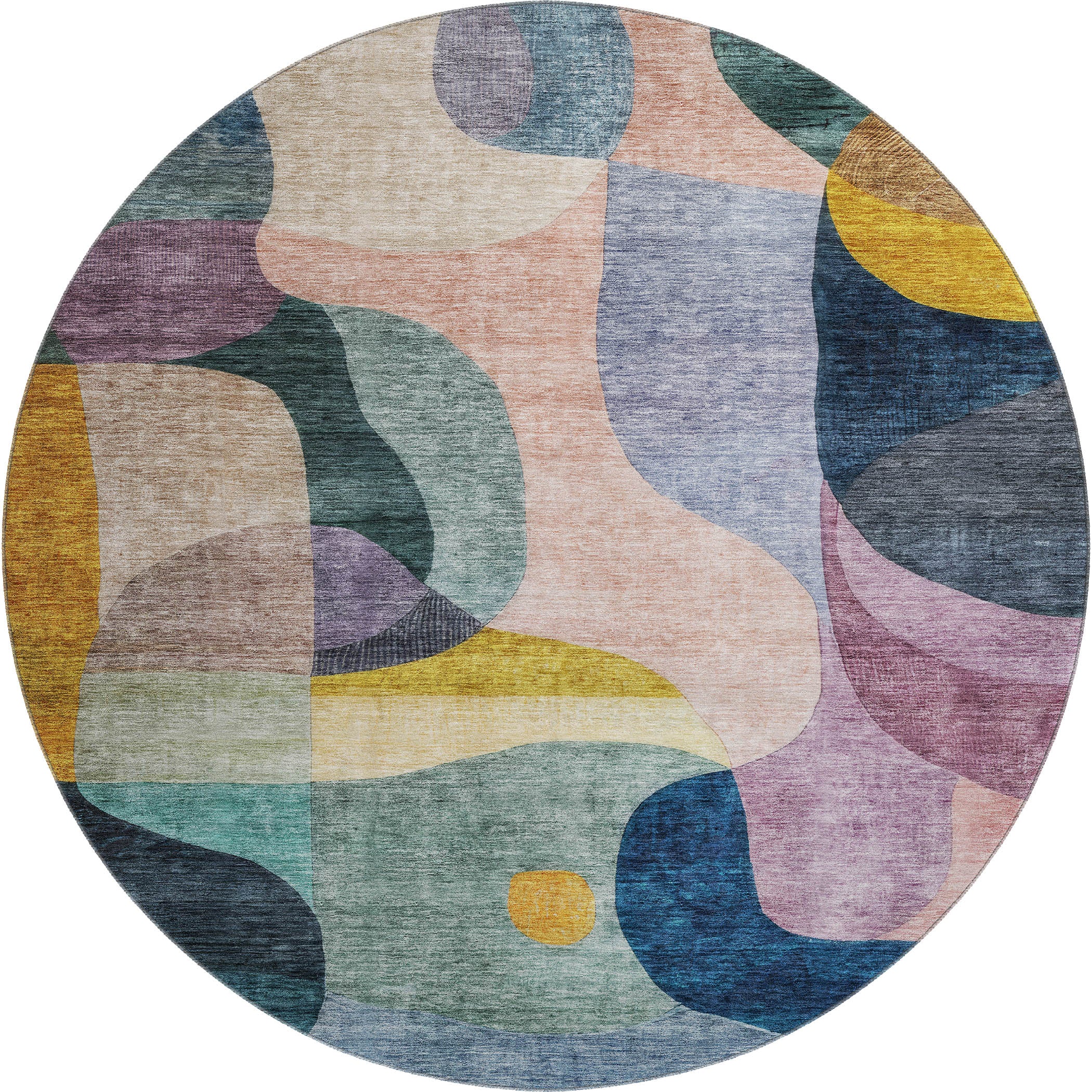Seoul Machine Washable Transitional Green Rug 8' x 8' #shape_Round