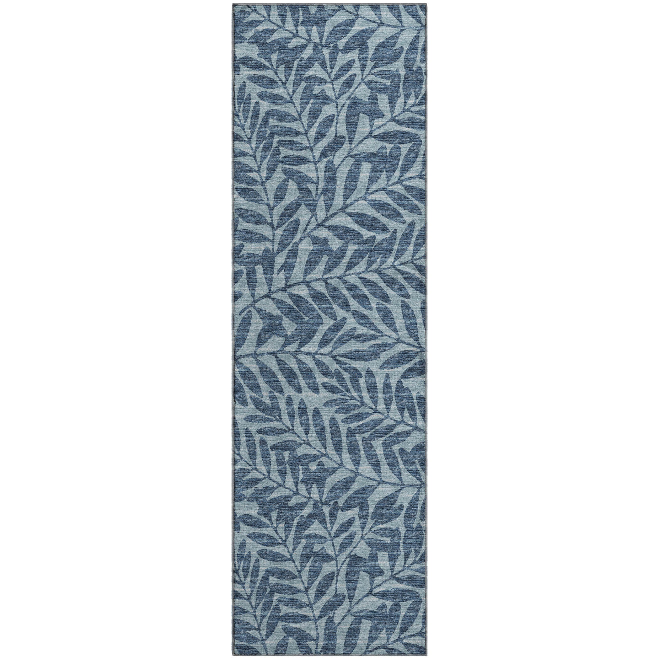 Hoi An Machine Washable Transitional Blue Rug 2'3" x 7'6" #shape_Runner