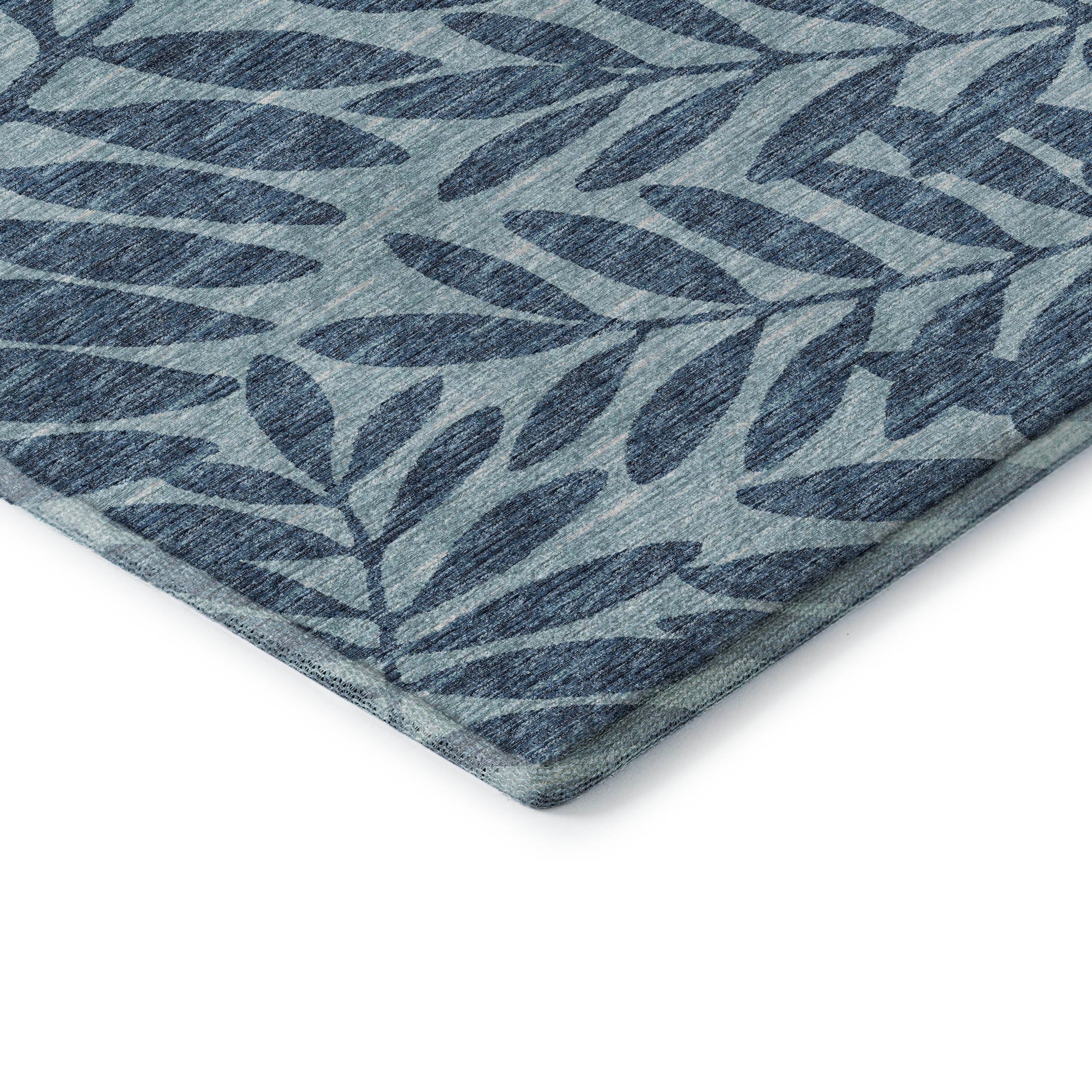 Hoi An Machine Washable Transitional Blue Rug 1'8" x 2'6" #shape_Rectangle