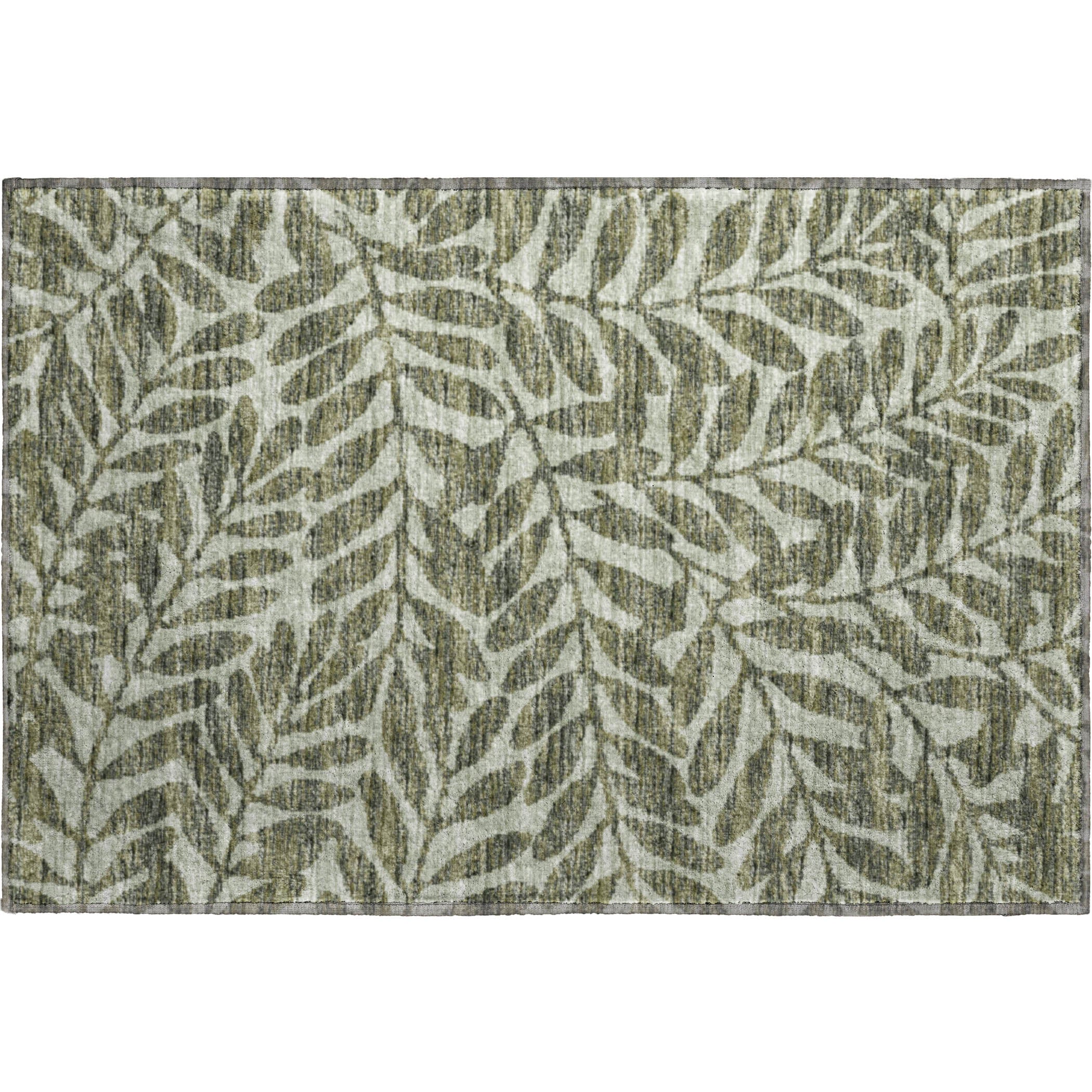 Hoi An Machine Washable Transitional Green Rug 1'8" x 2'6" #shape_Rectangle