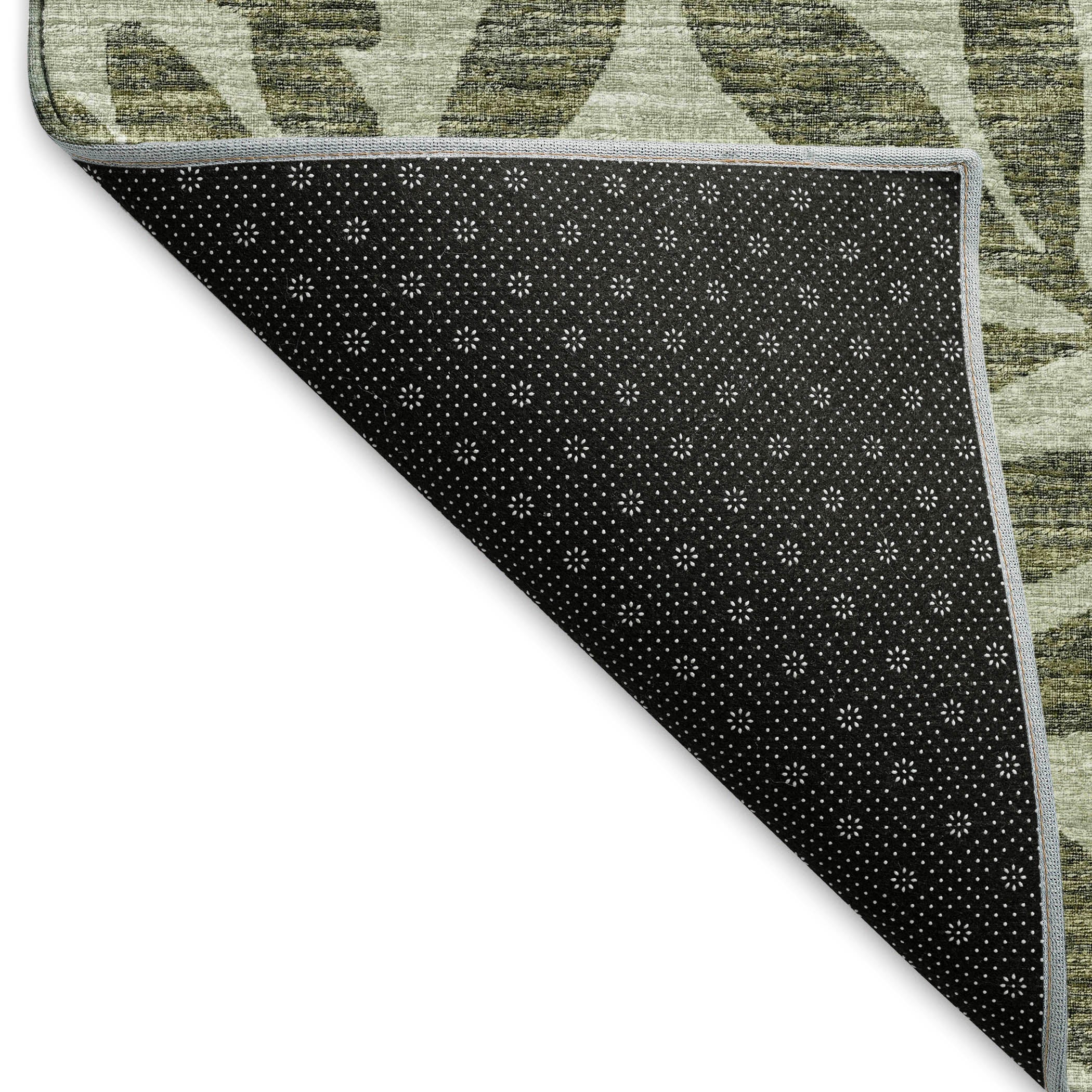 Hoi An Machine Washable Transitional Green Rug 1'8" x 2'6" #shape_Rectangle