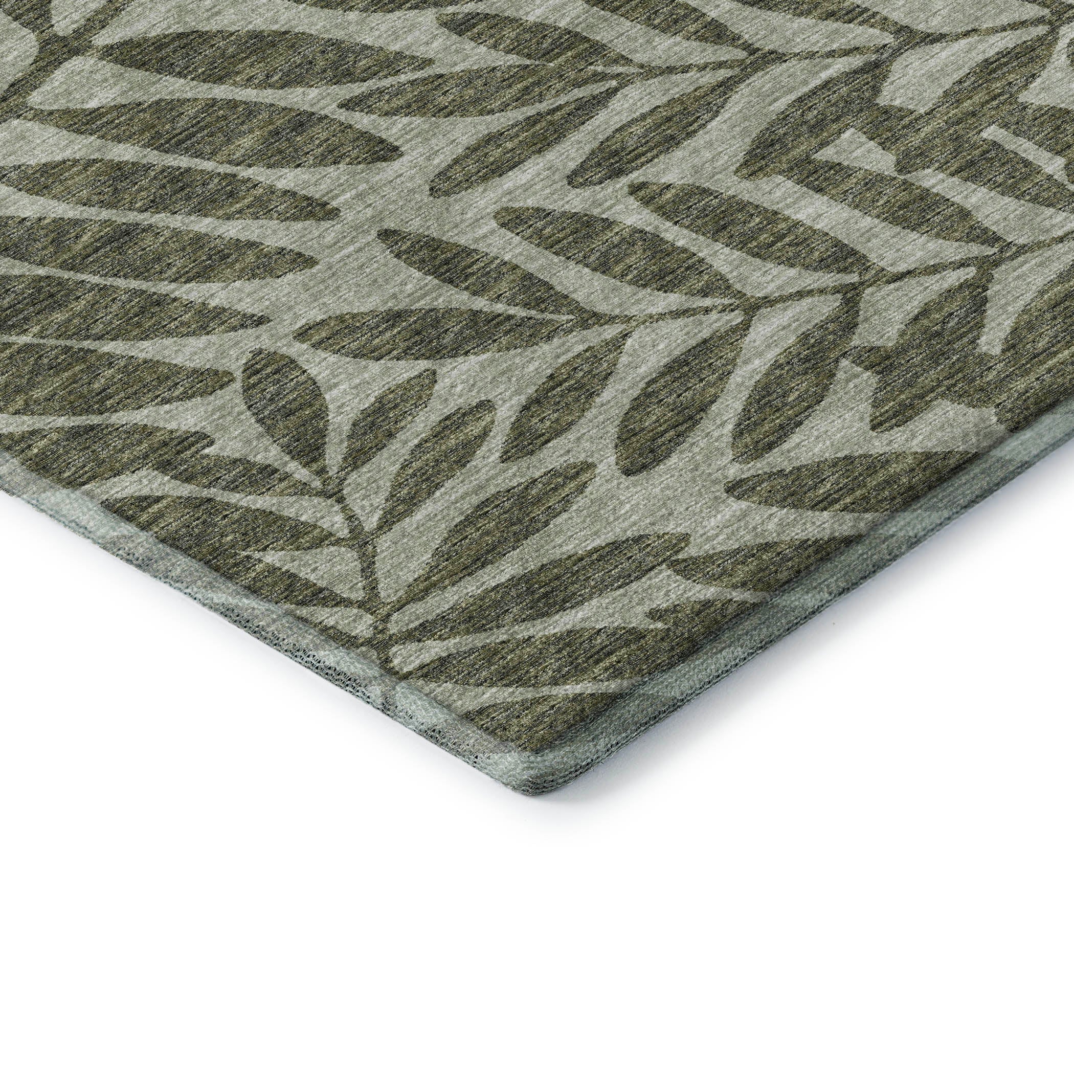 Hoi An Machine Washable Transitional Green Rug 1'8" x 2'6" #shape_Rectangle