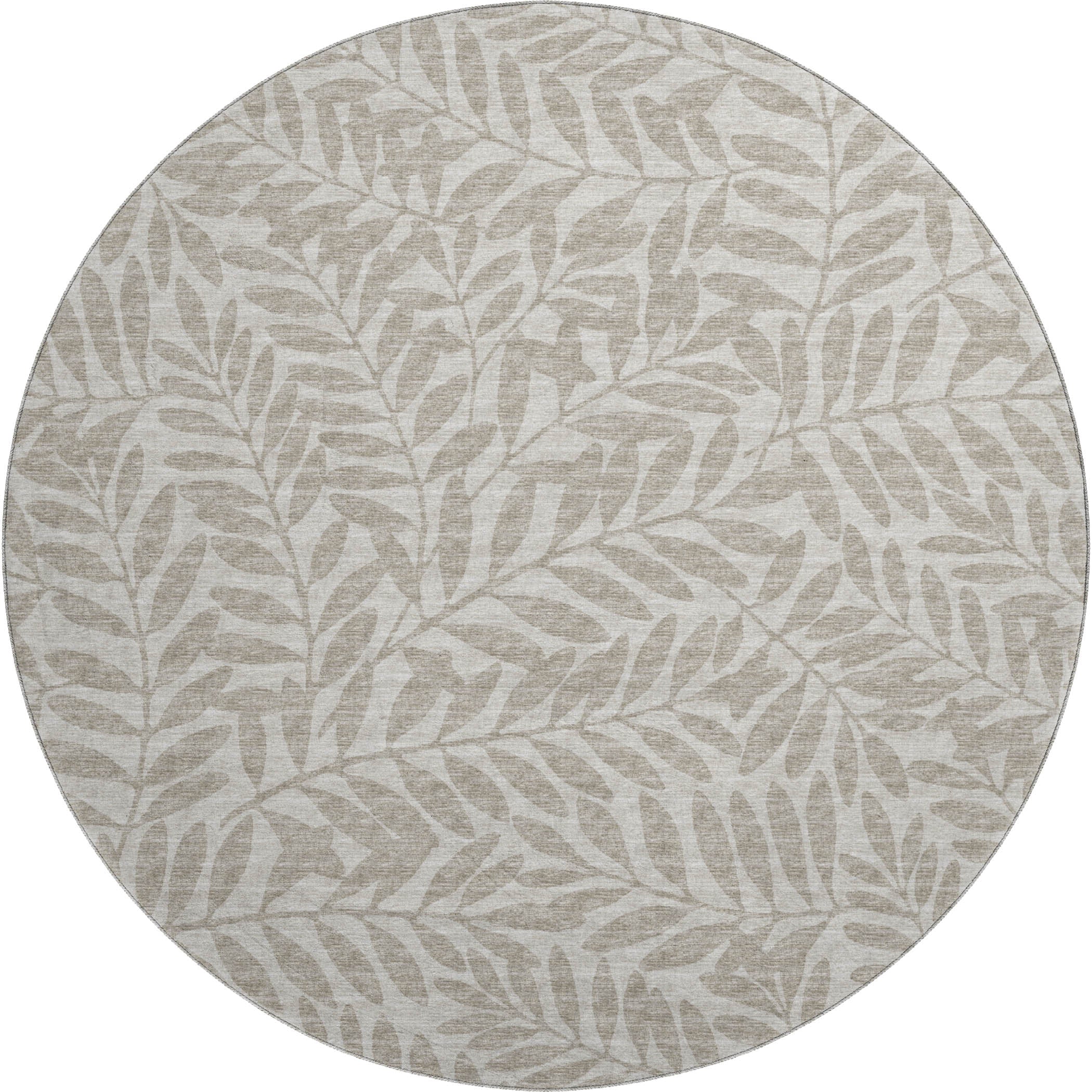Hoi An Machine Washable Transitional Taupe Neutral Rug 8' x 8' #shape_Round
