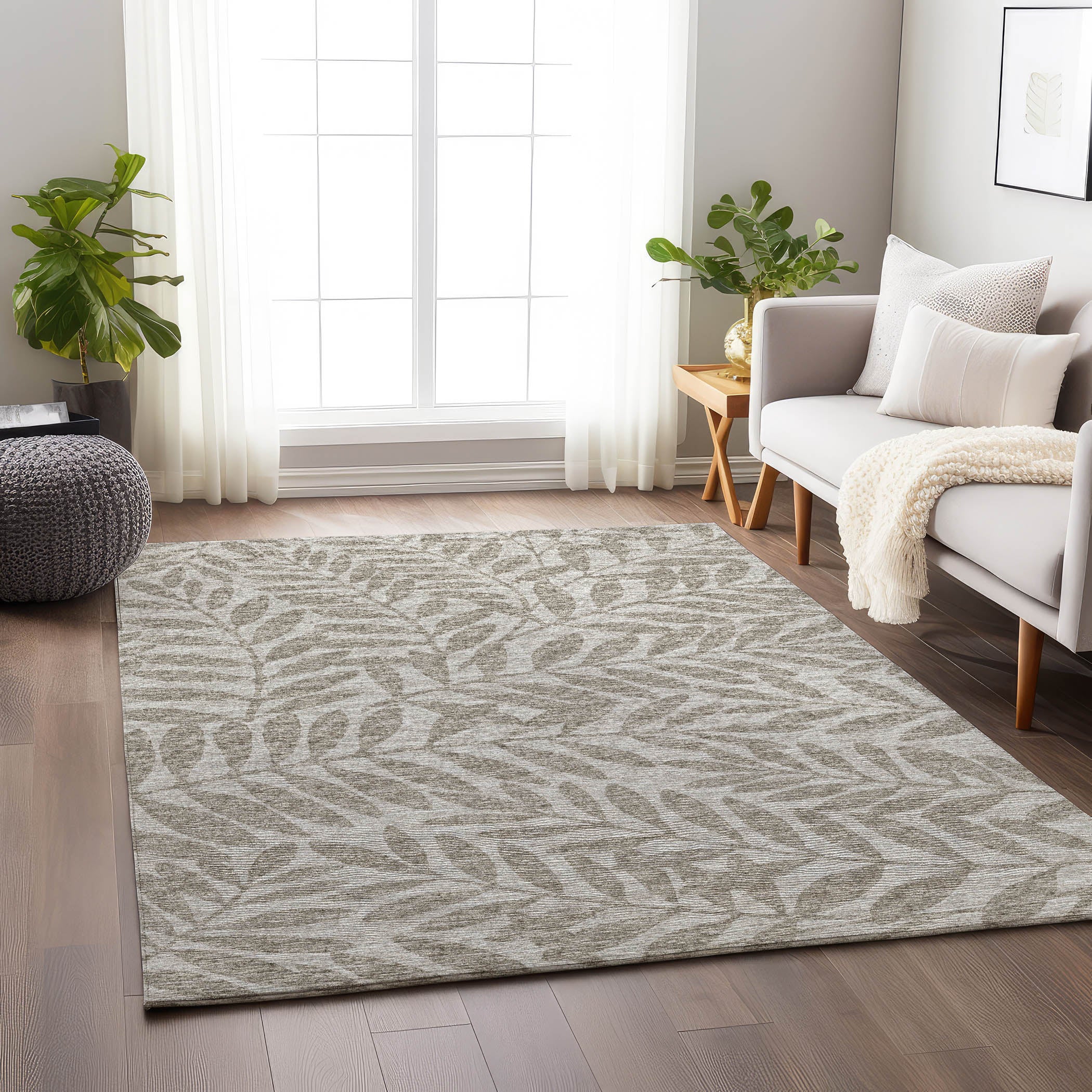 Hoi An Machine Washable Transitional Taupe Neutral Rug 2'6" x 3'10" #shape_Rectangle