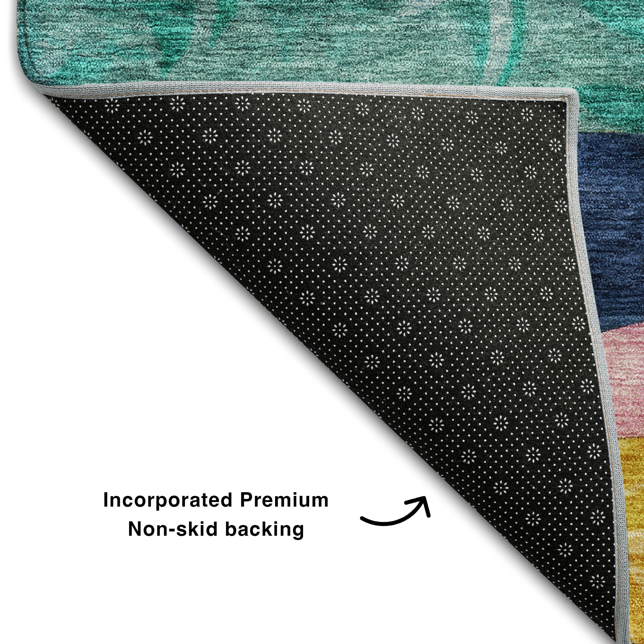 Rome Machine Washable Transitional Green Rug 1'8" x 2'6" #shape_Rectangle