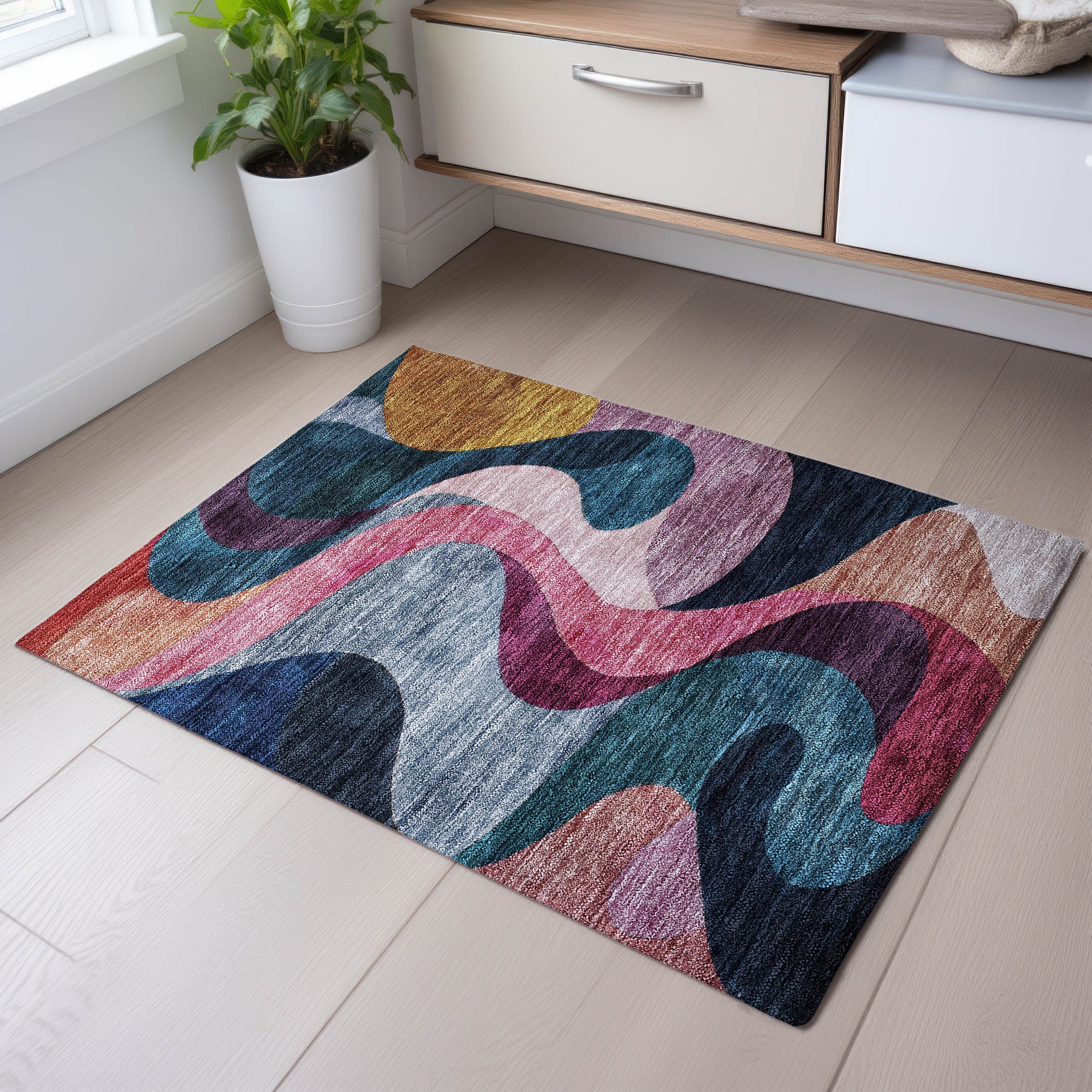 Tallinn Machine Washable Transitional Green Rug 1'8" x 2'6" #shape_Rectangle