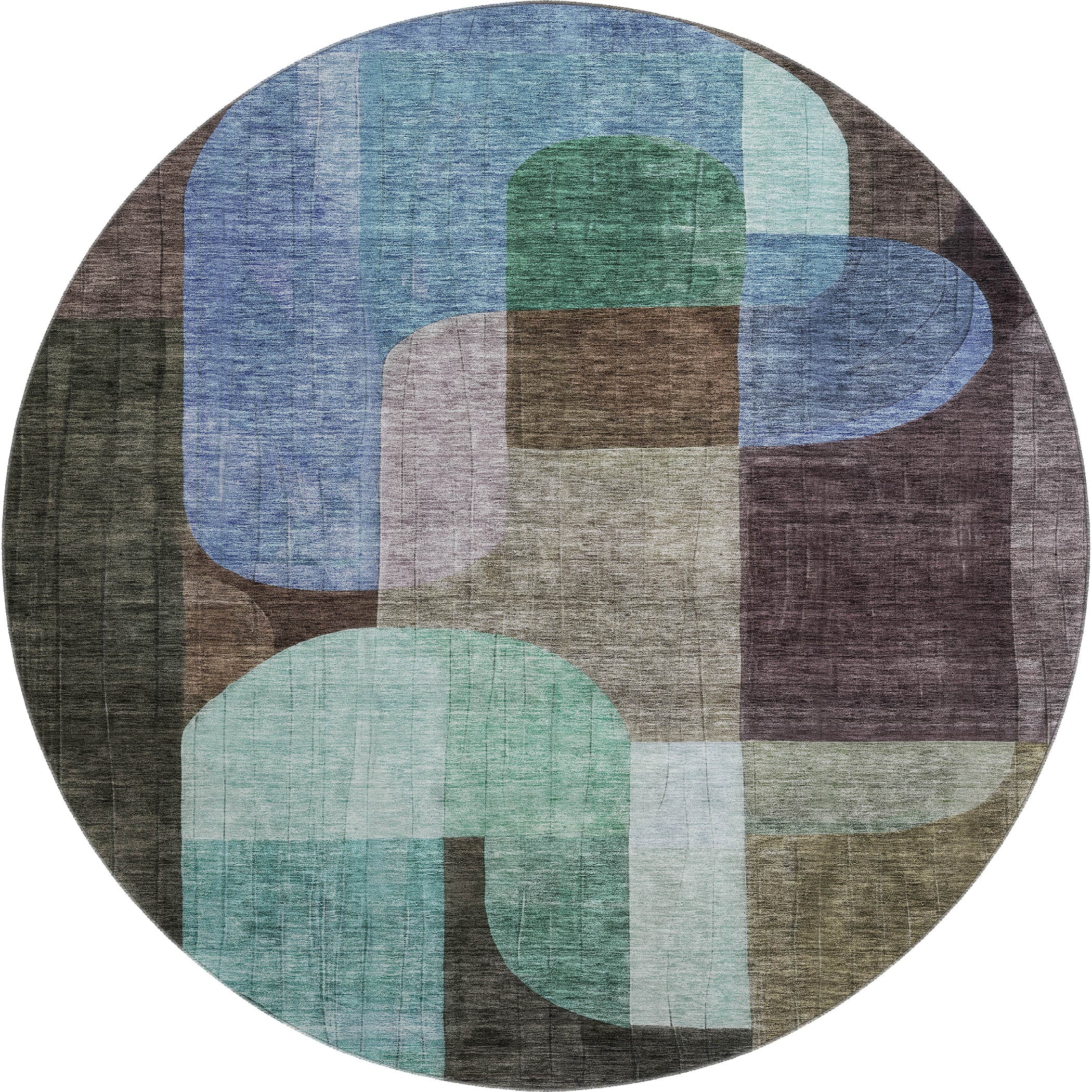 Colombo Machine Washable Transitional Brown Rug 8' x 8' #shape_Round