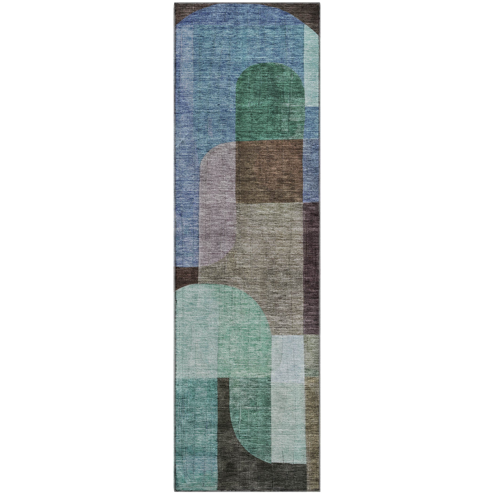Colombo Machine Washable Transitional Brown Rug 2'3" x 7'6" #shape_Runner