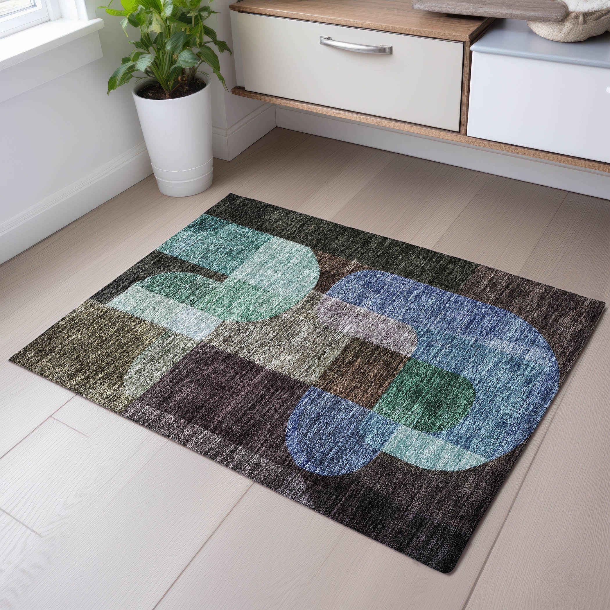 Colombo Machine Washable Transitional Brown Rug 1'8" x 2'6" #shape_Rectangle