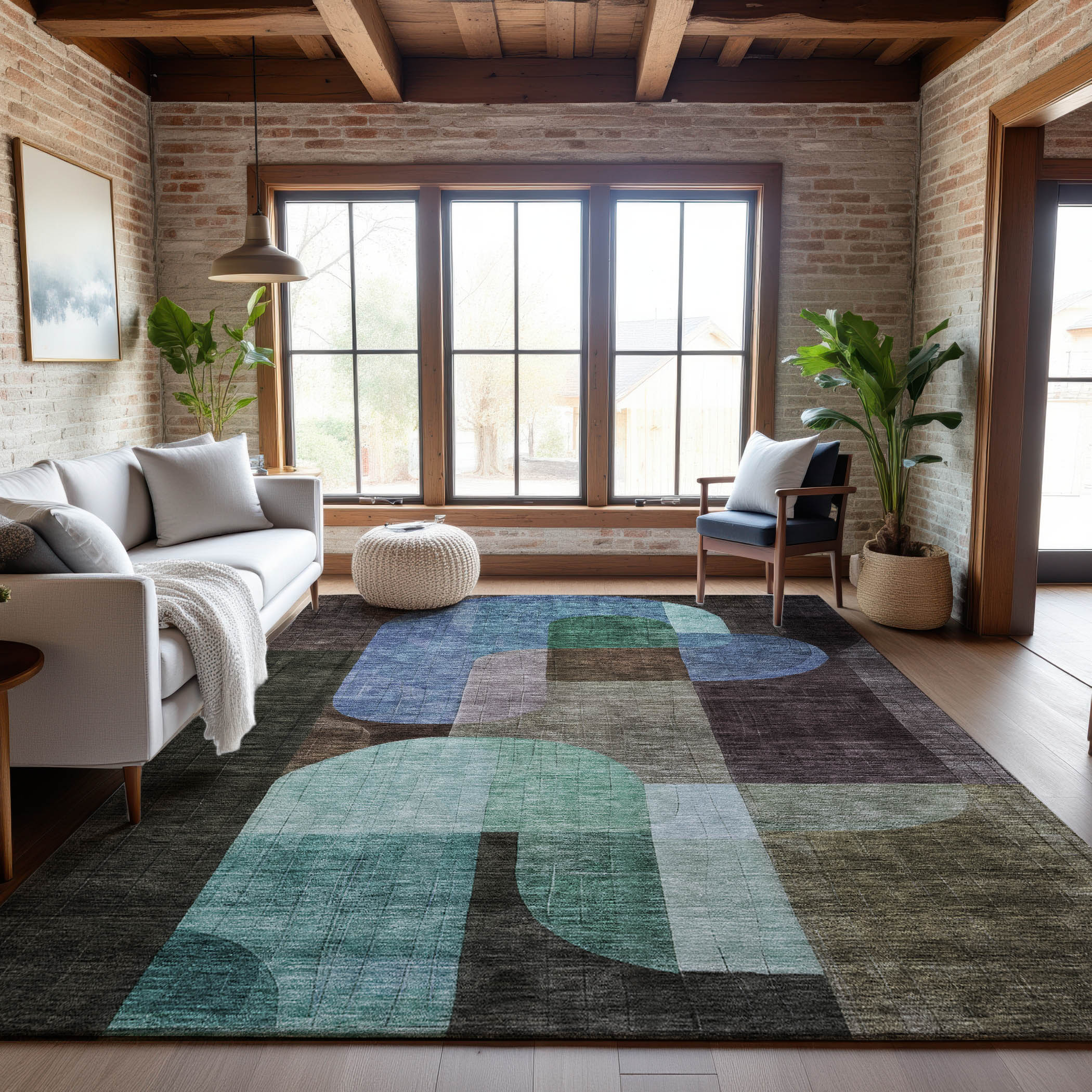 Colombo Machine Washable Transitional Brown Rug 2'6" x 3'10" #shape_Rectangle