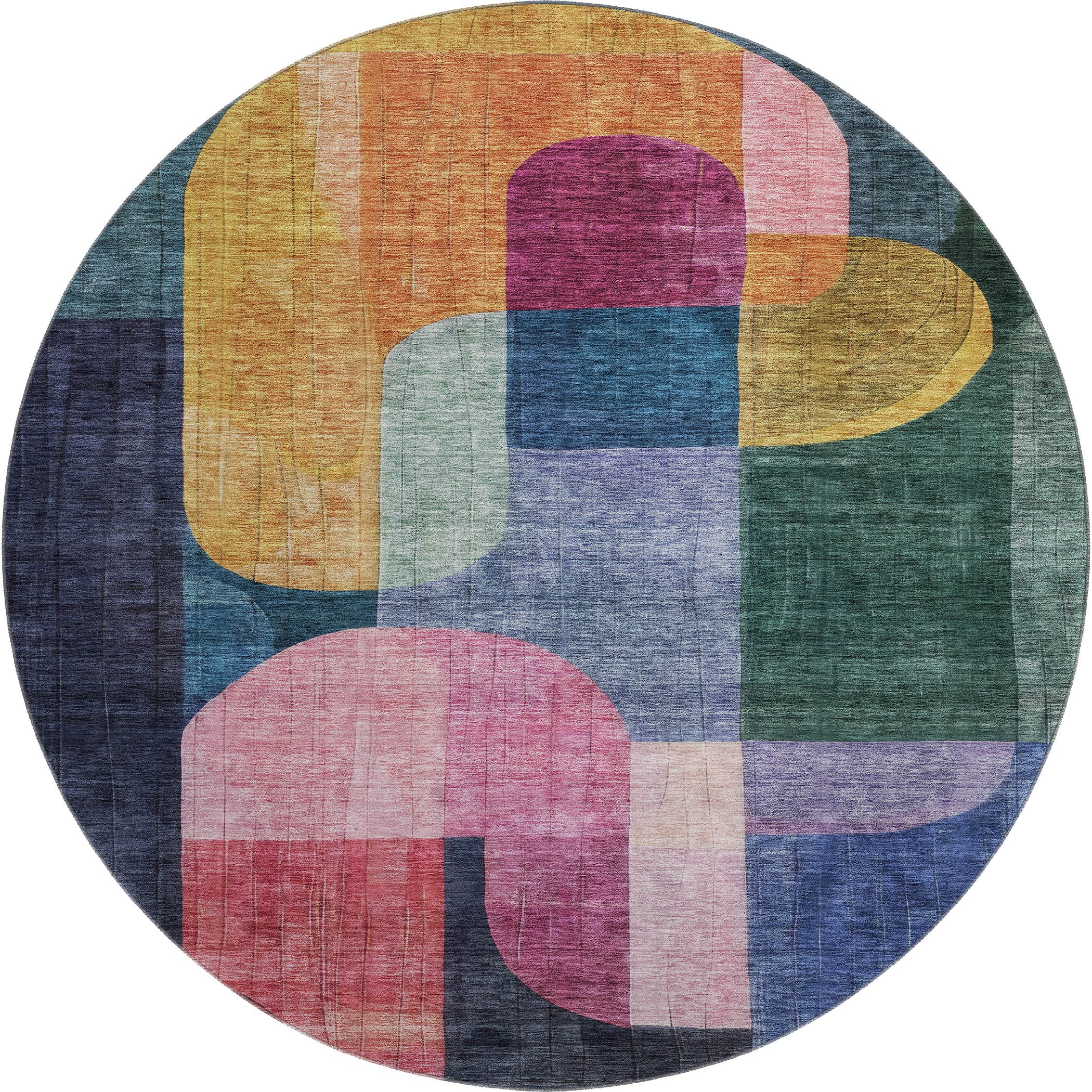 Colombo Machine Washable Transitional Green Rug 8' x 8' #shape_Round