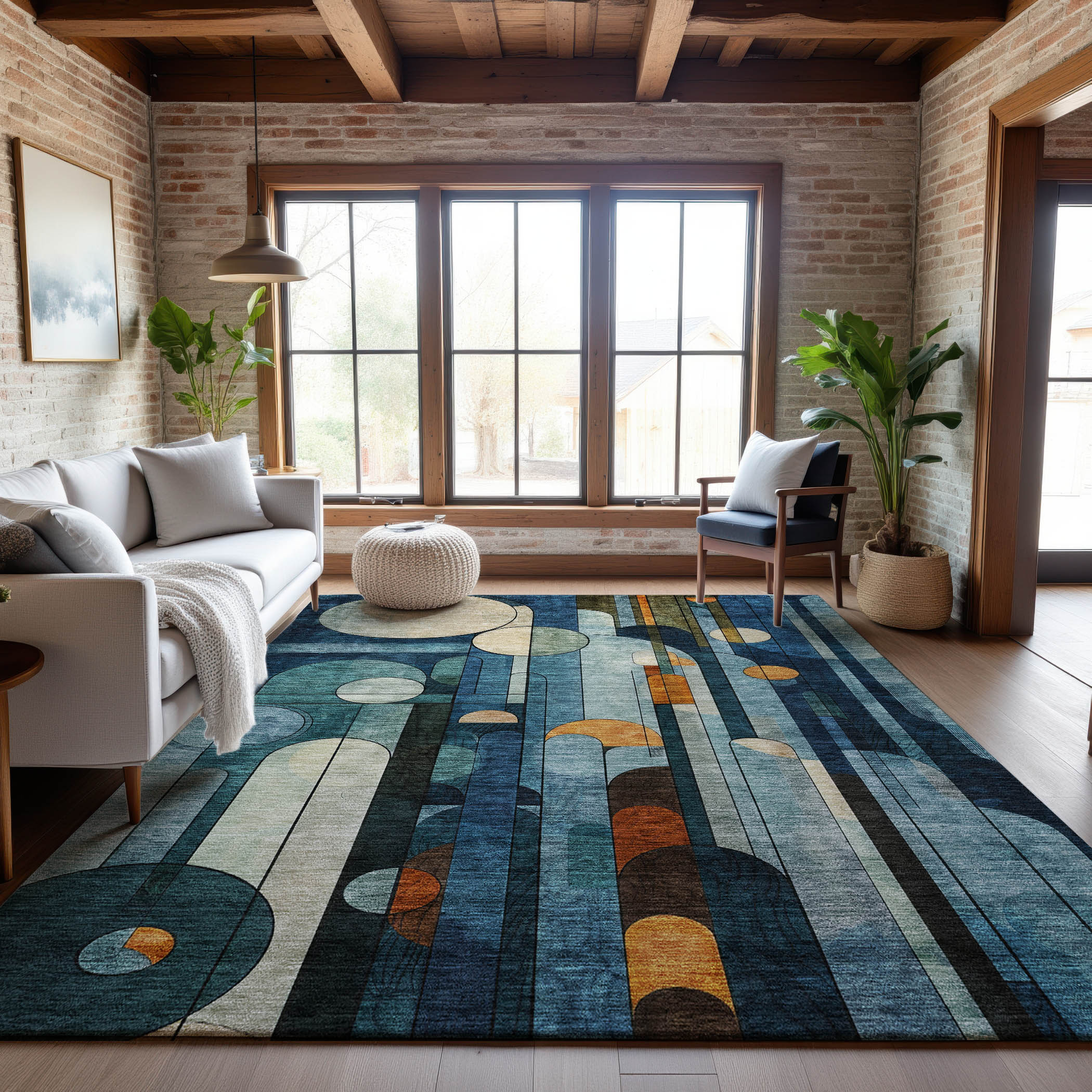 Queenstown Machine Washable Transitional Blue Rug 2'6" x 3'10" #shape_Rectangle