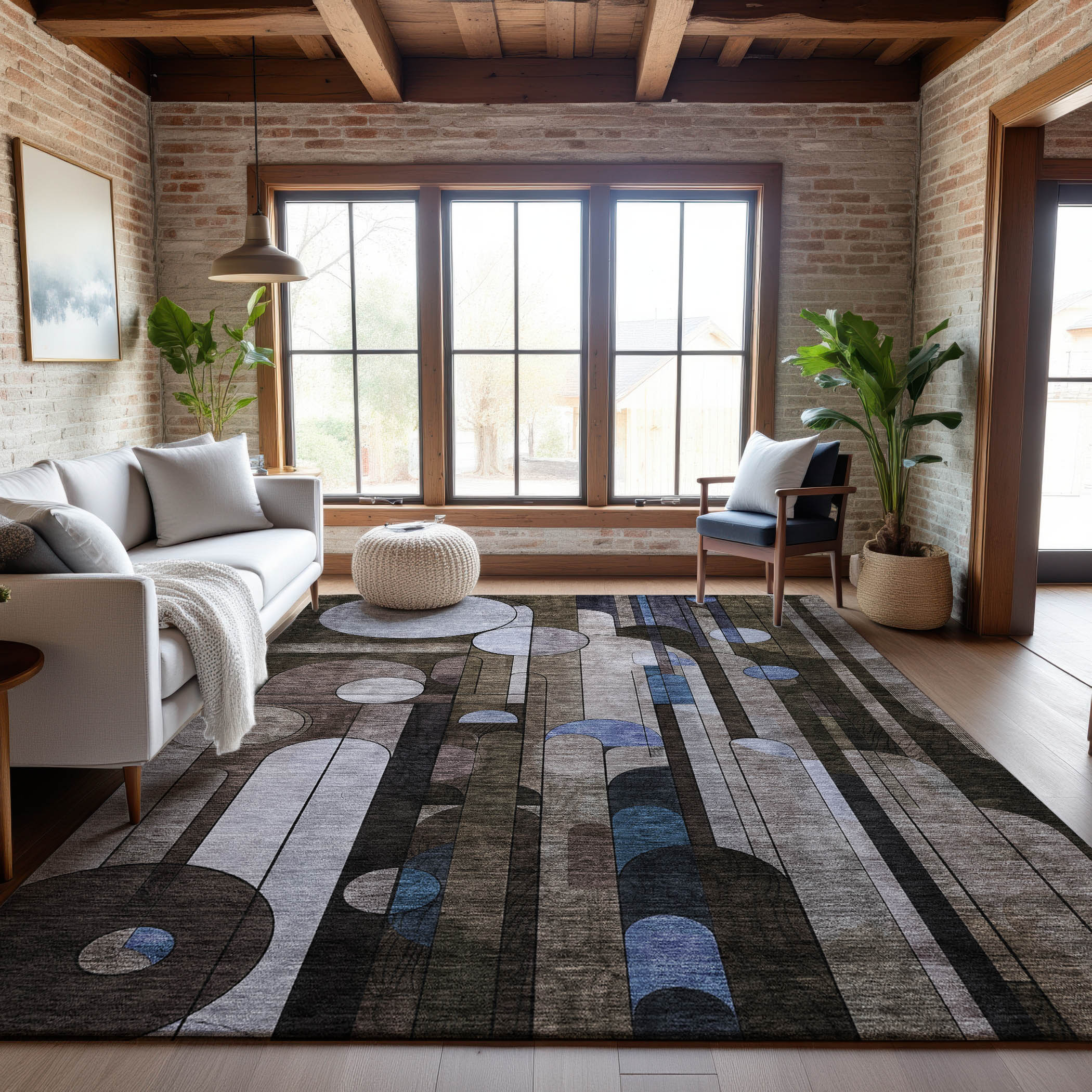 Queenstown Machine Washable Transitional Brown Rug 2'6" x 3'10" #shape_Rectangle