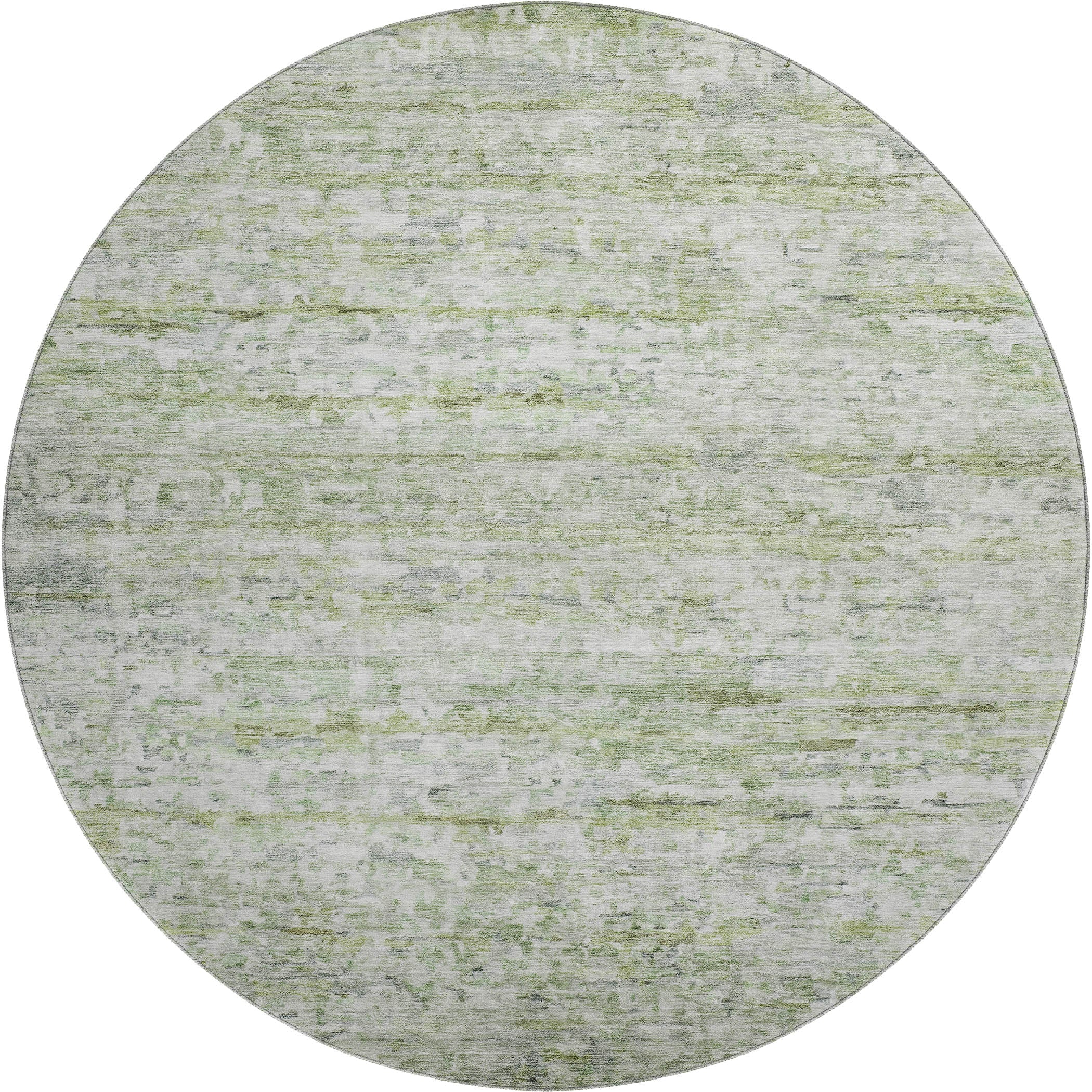 Hoi An Machine Washable Transitional Aloe Green Rug 8' x 8' #shape_Round