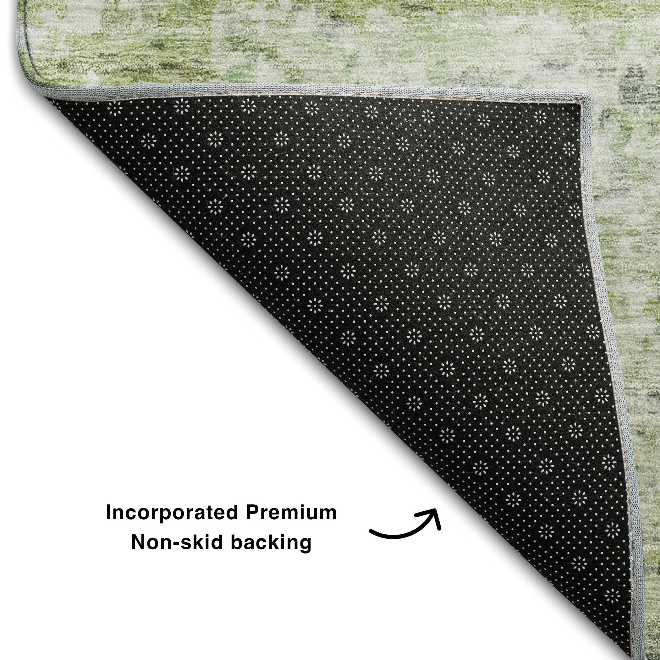 Hoi An Machine Washable Transitional Aloe Green Rug 1'8" x 2'6" #shape_Rectangle