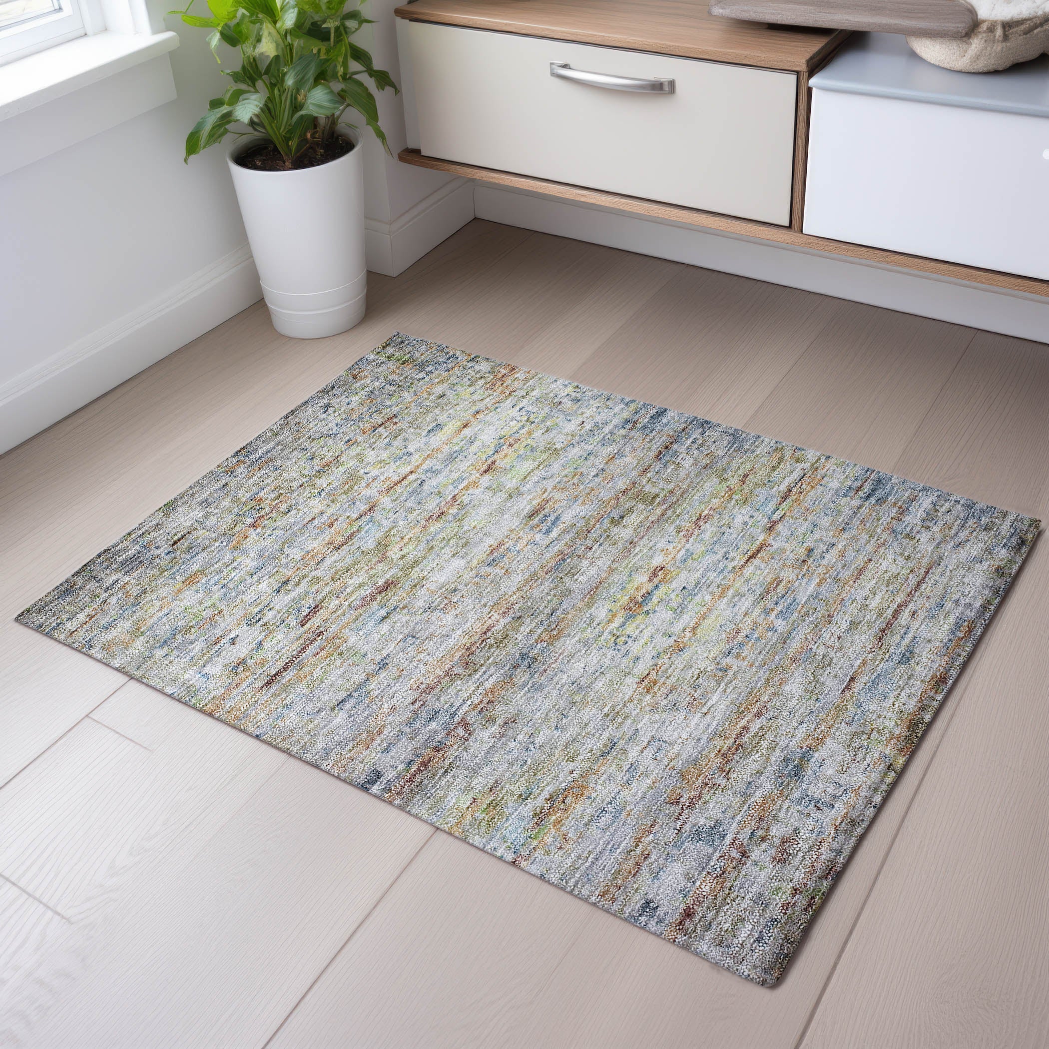 Hoi An Machine Washable Transitional Copper Orange Rug 1'8" x 2'6" #shape_Rectangle