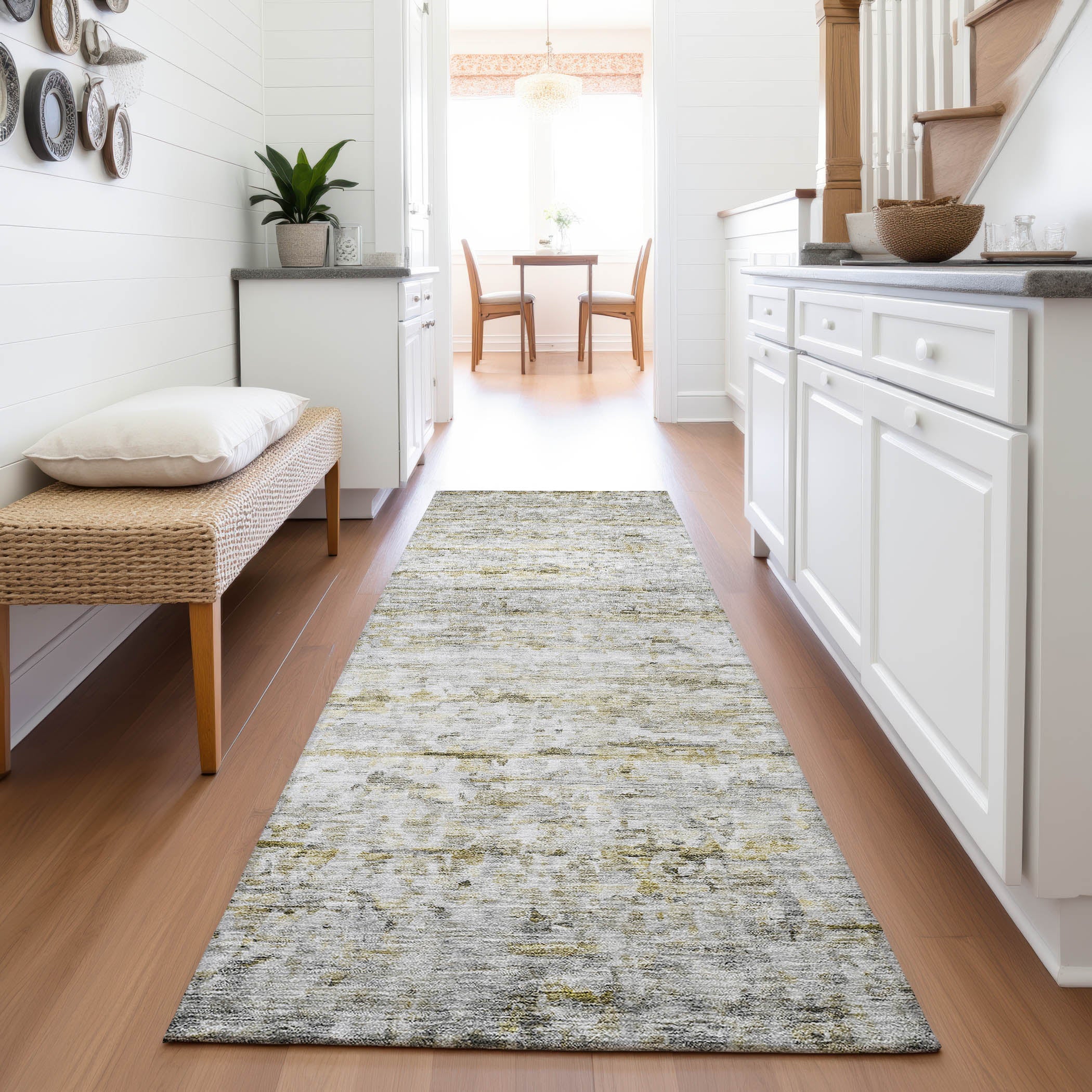 Hoi An Machine Washable Transitional Taupe Brown Rug 2'3" x 7'6" #shape_Runner