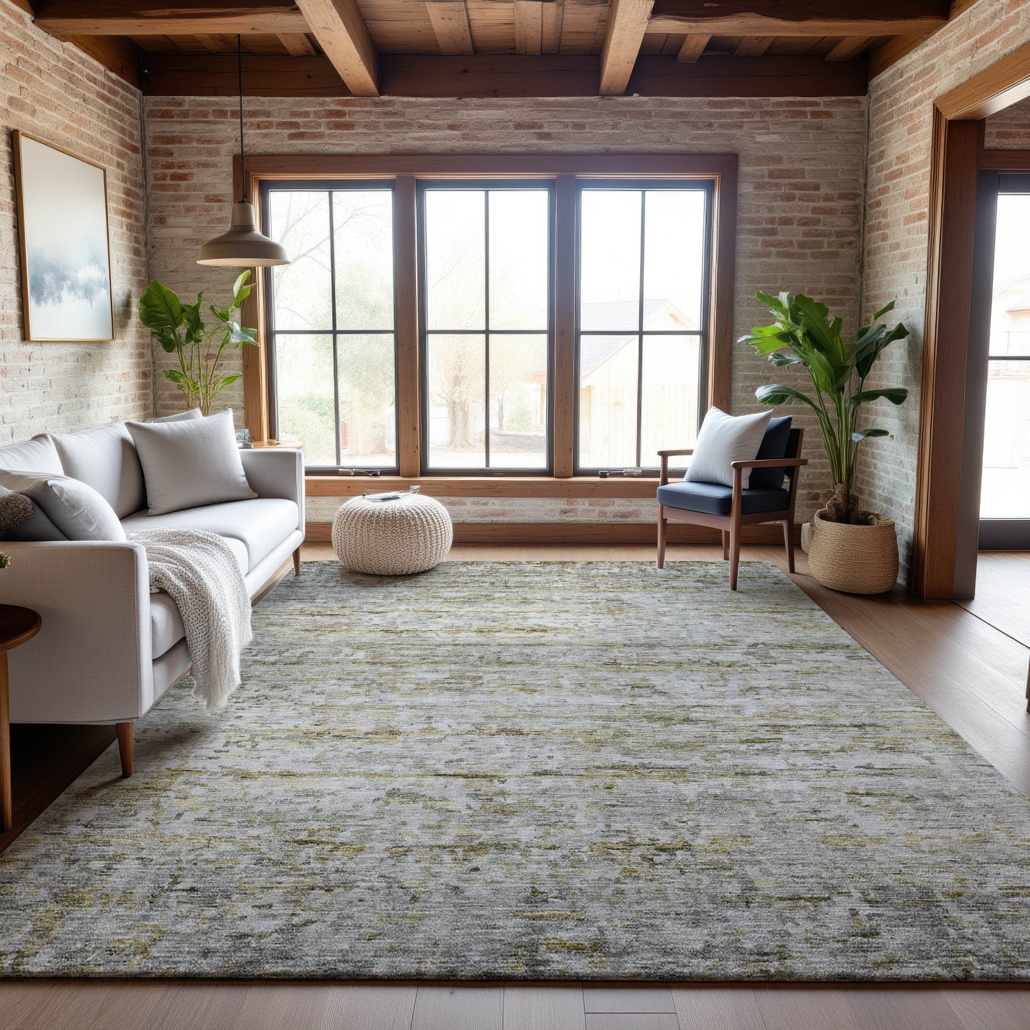 Hoi An Machine Washable Transitional Taupe Brown Rug 2'6" x 3'10" #shape_Rectangle