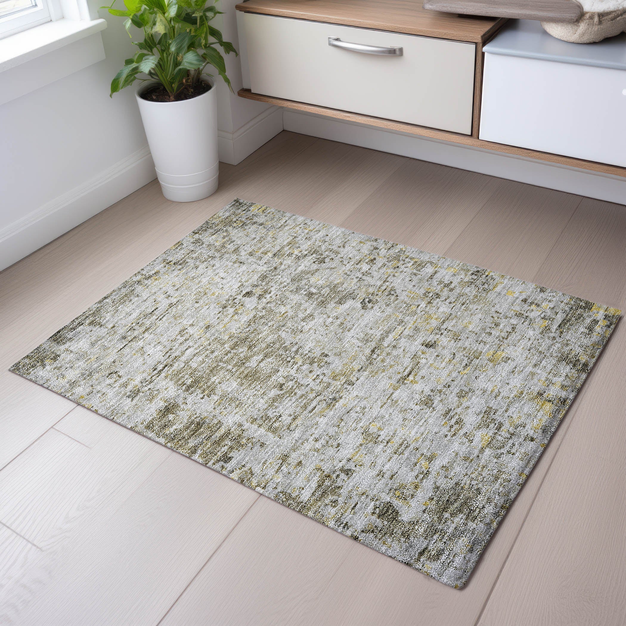 Montevideo Machine Washable Transitional Taupe Brown Rug 1'8" x 2'6" #shape_Rectangle