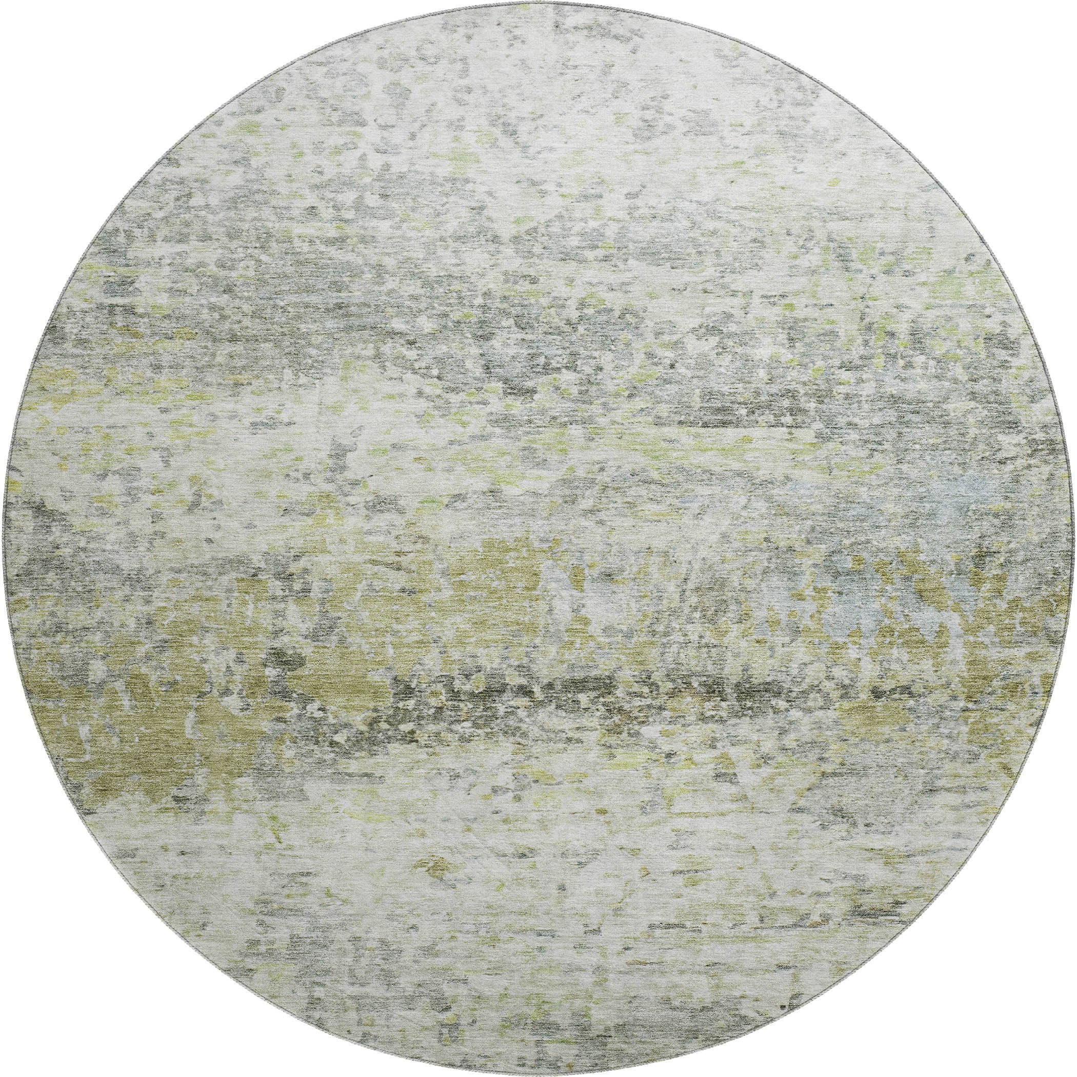 Ghent Machine Washable Transitional Aloe Green Rug 8' x 8' #shape_Round