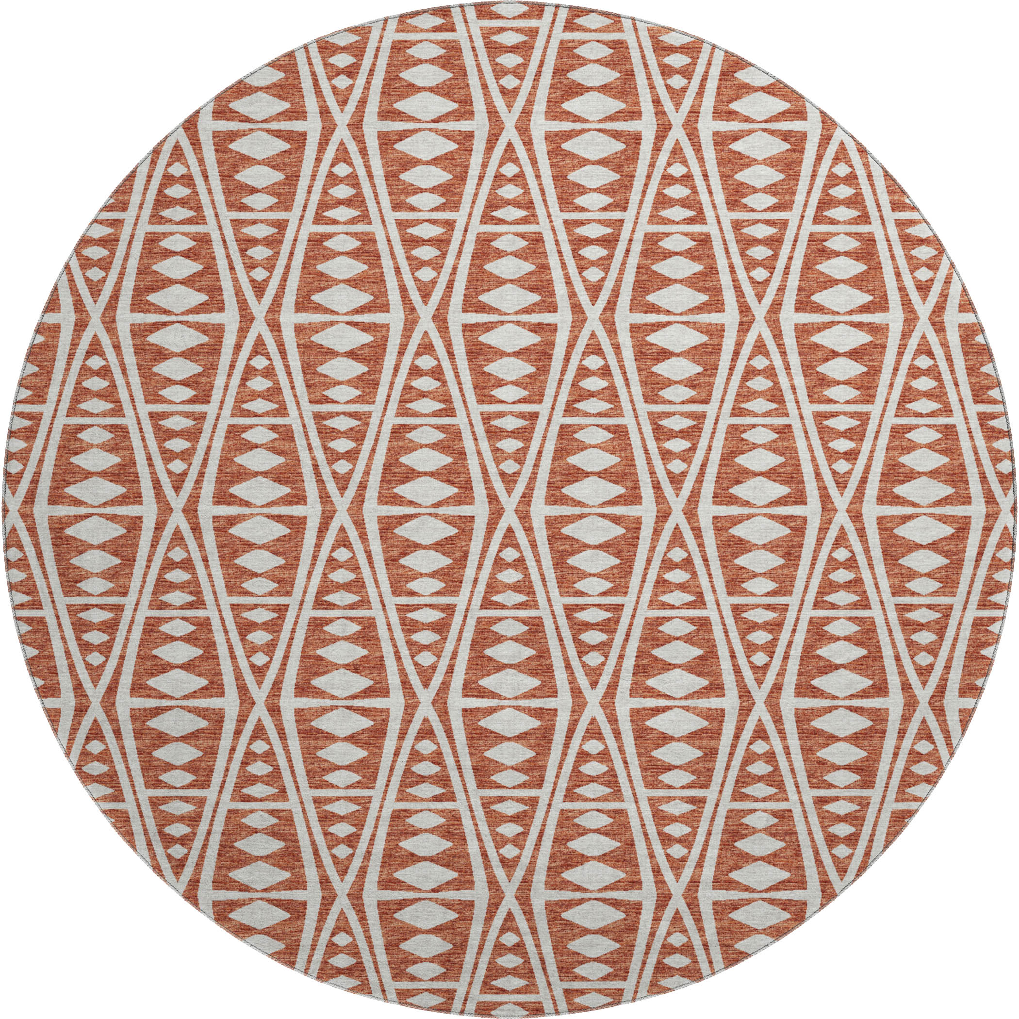 Split Machine Washable Transitional Canyon Red Rug 8' x 8' #shape_Round