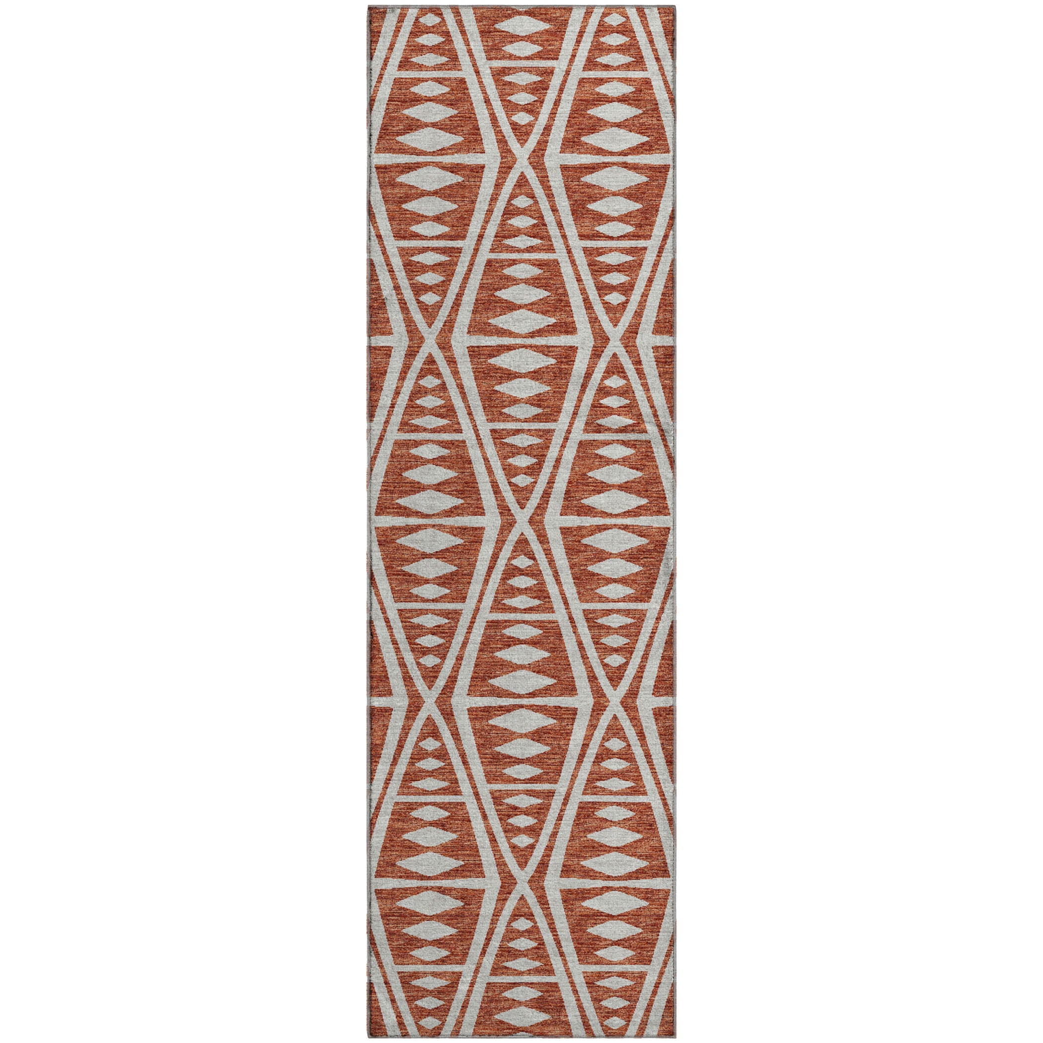 Split Machine Washable Transitional Canyon Red Rug 2'3" x 7'6" #shape_Runner