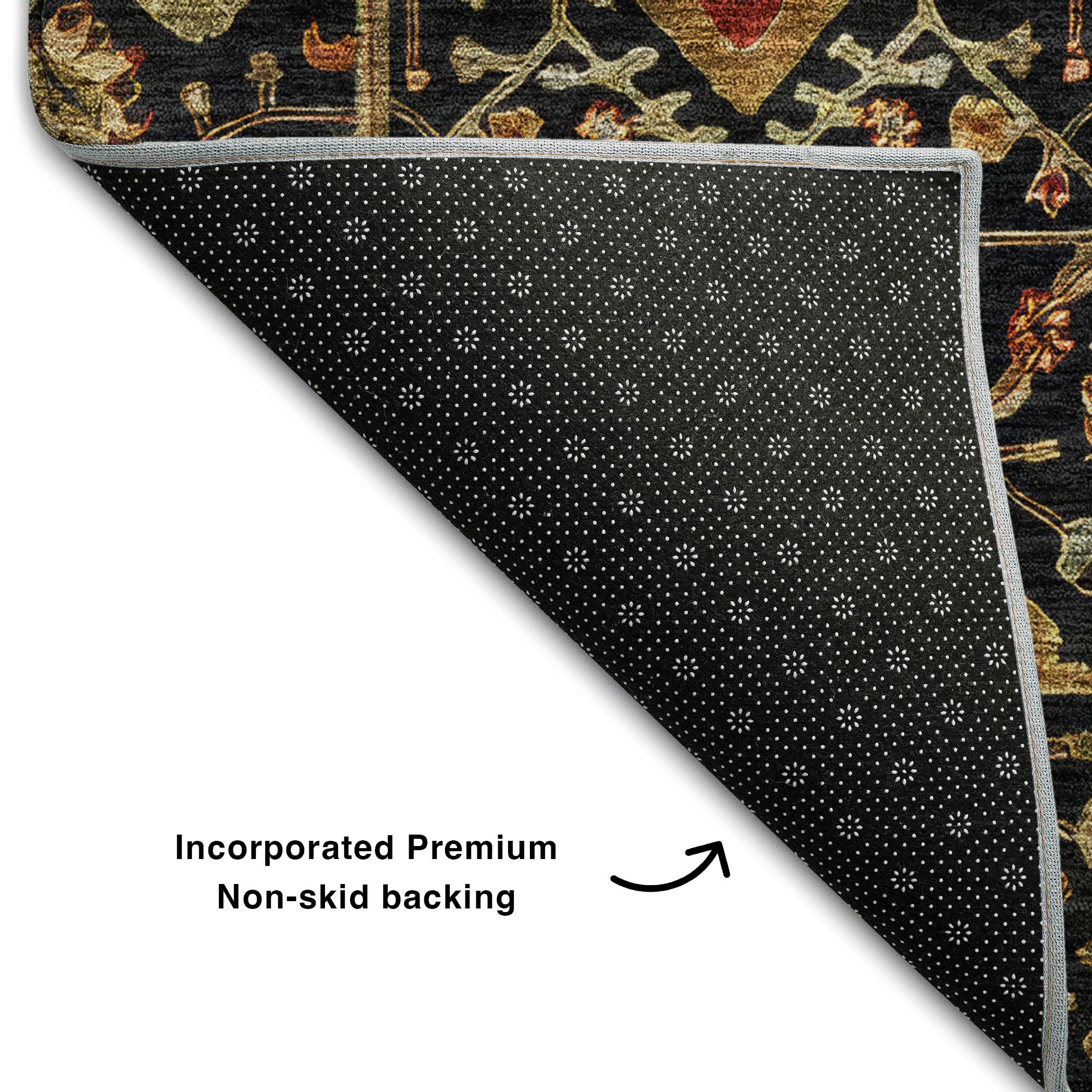Sarajevo Machine Washable Transitional Black Rug 1'8" x 2'6" #shape_Rectangle