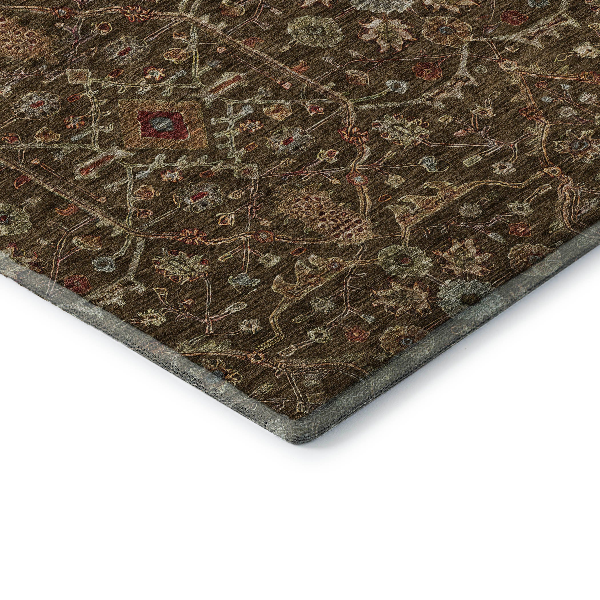 Sarajevo Machine Washable Transitional Chocolate Brown Rug 1'8" x 2'6" #shape_Rectangle