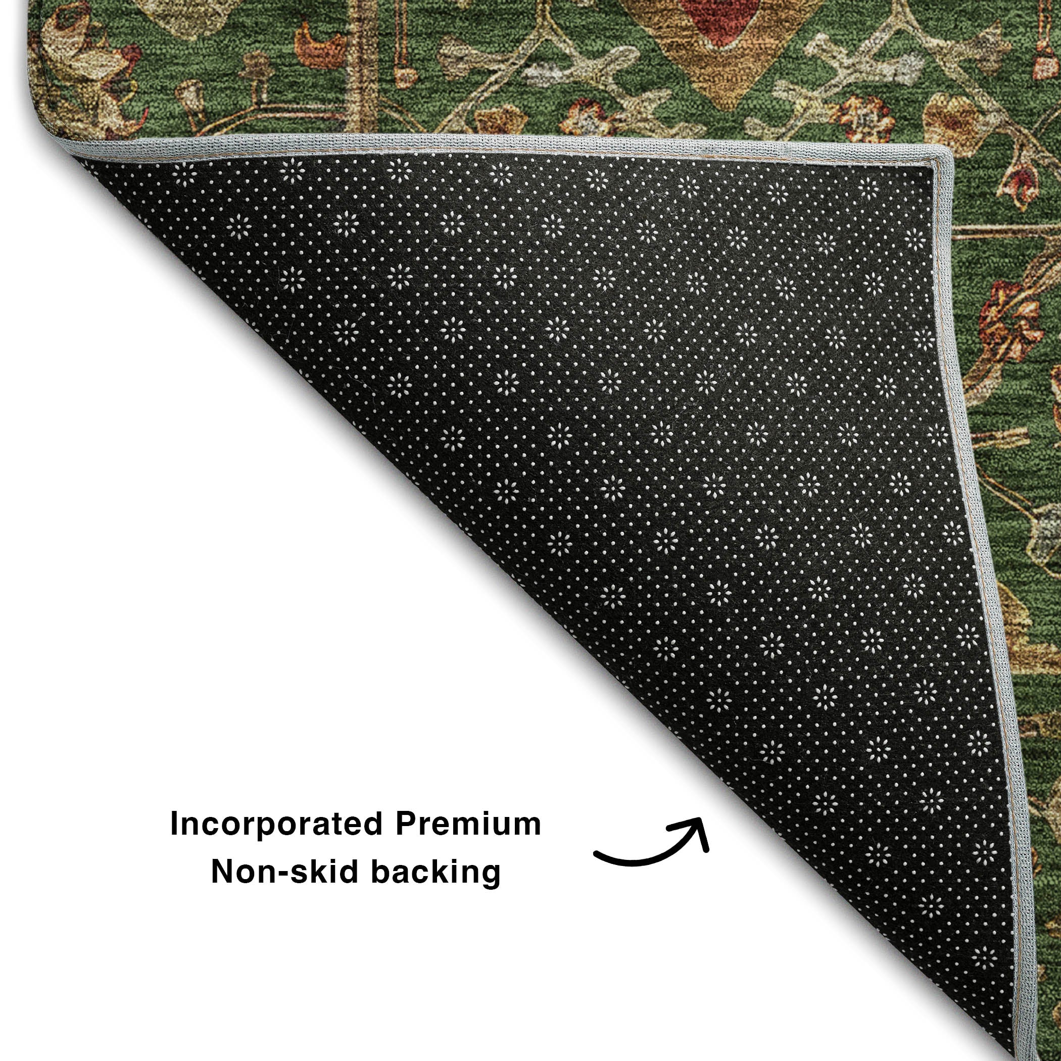 Sarajevo Machine Washable Transitional Emerald Green Rug 1'8" x 2'6" #shape_Rectangle