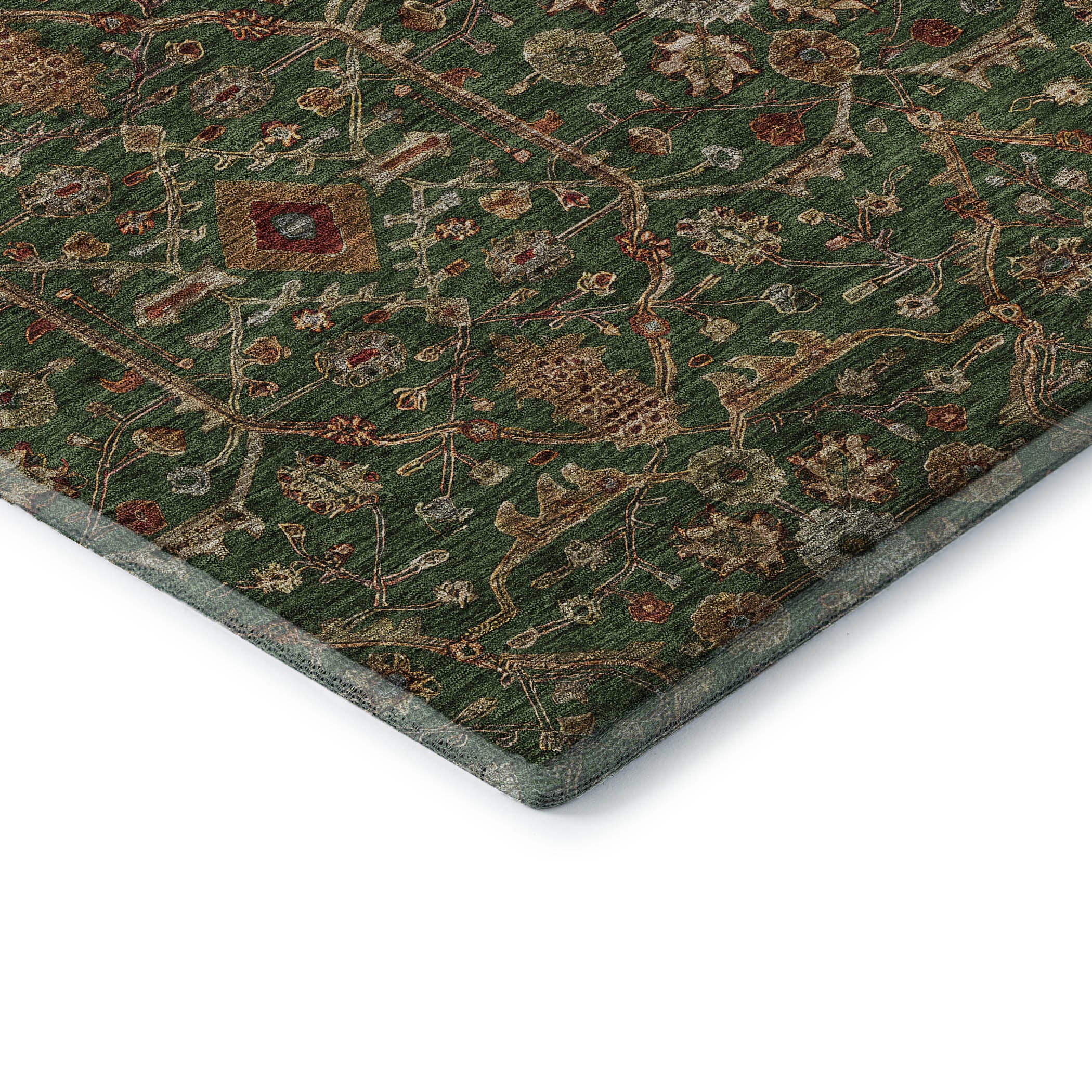 Sarajevo Machine Washable Transitional Emerald Green Rug 1'8" x 2'6" #shape_Rectangle