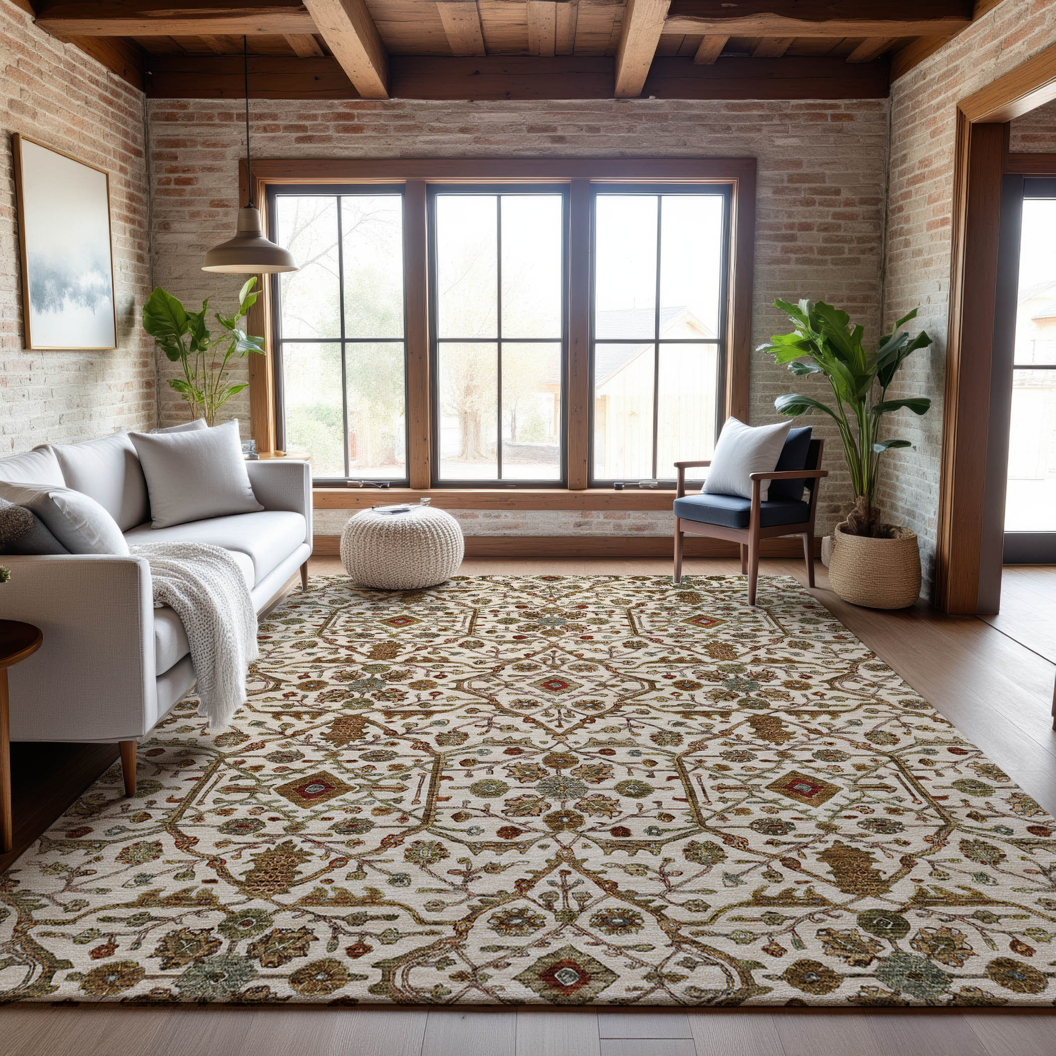 Sarajevo Machine Washable Transitional Ivory Rug 2'6" x 3'10" #shape_Rectangle
