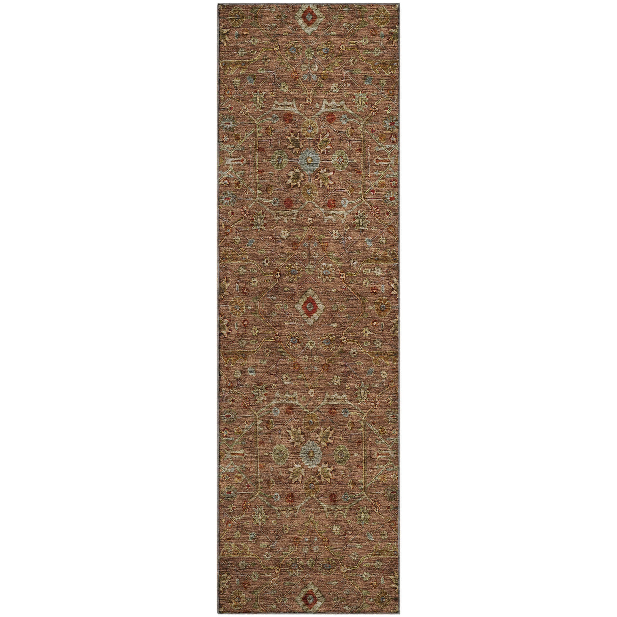 Sarajevo Machine Washable Transitional Paprika Orange Rug 2'3" x 7'6" #shape_Runner