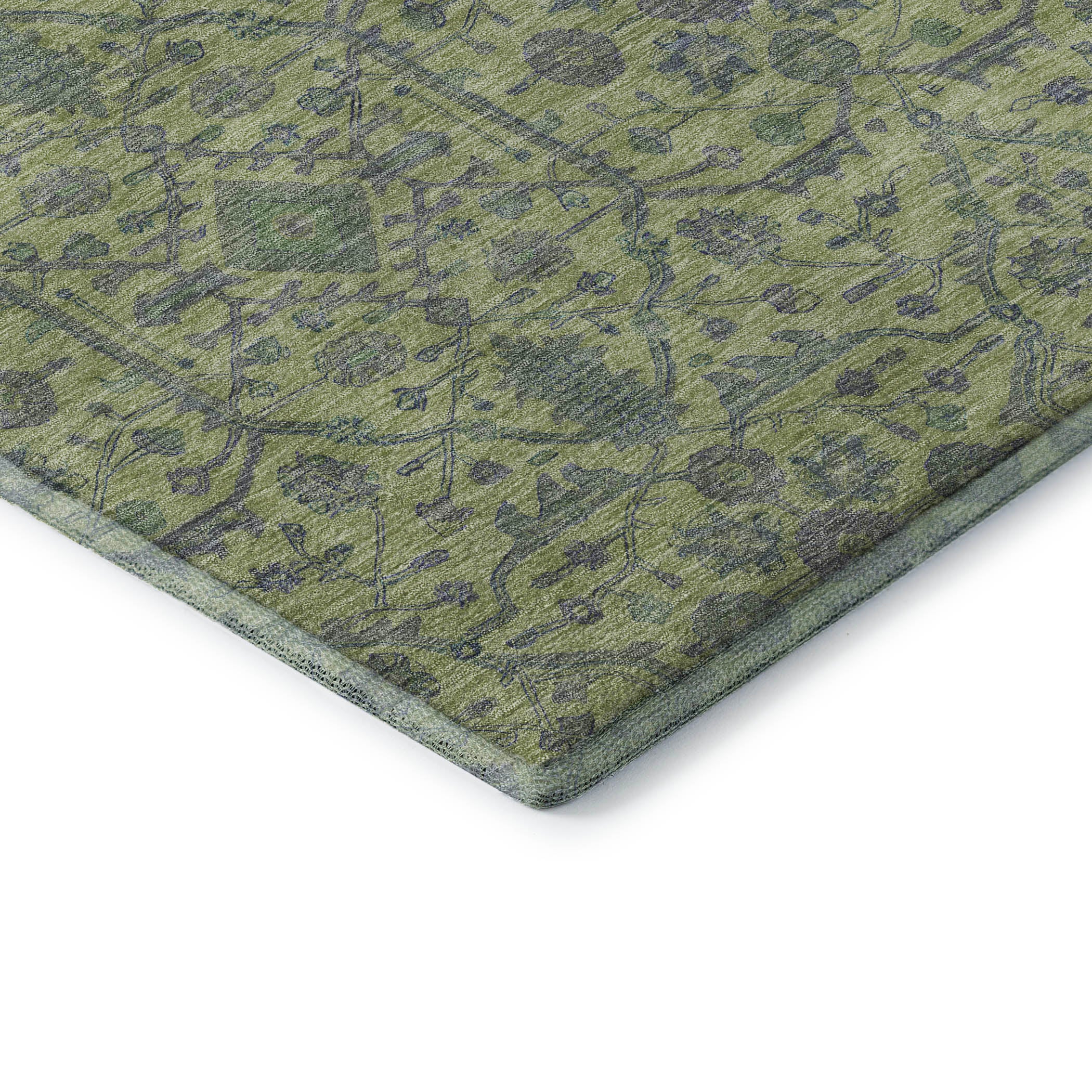 Mdina Machine Washable Transitional Lime Green Rug 1'8" x 2'6" #shape_Rectangle