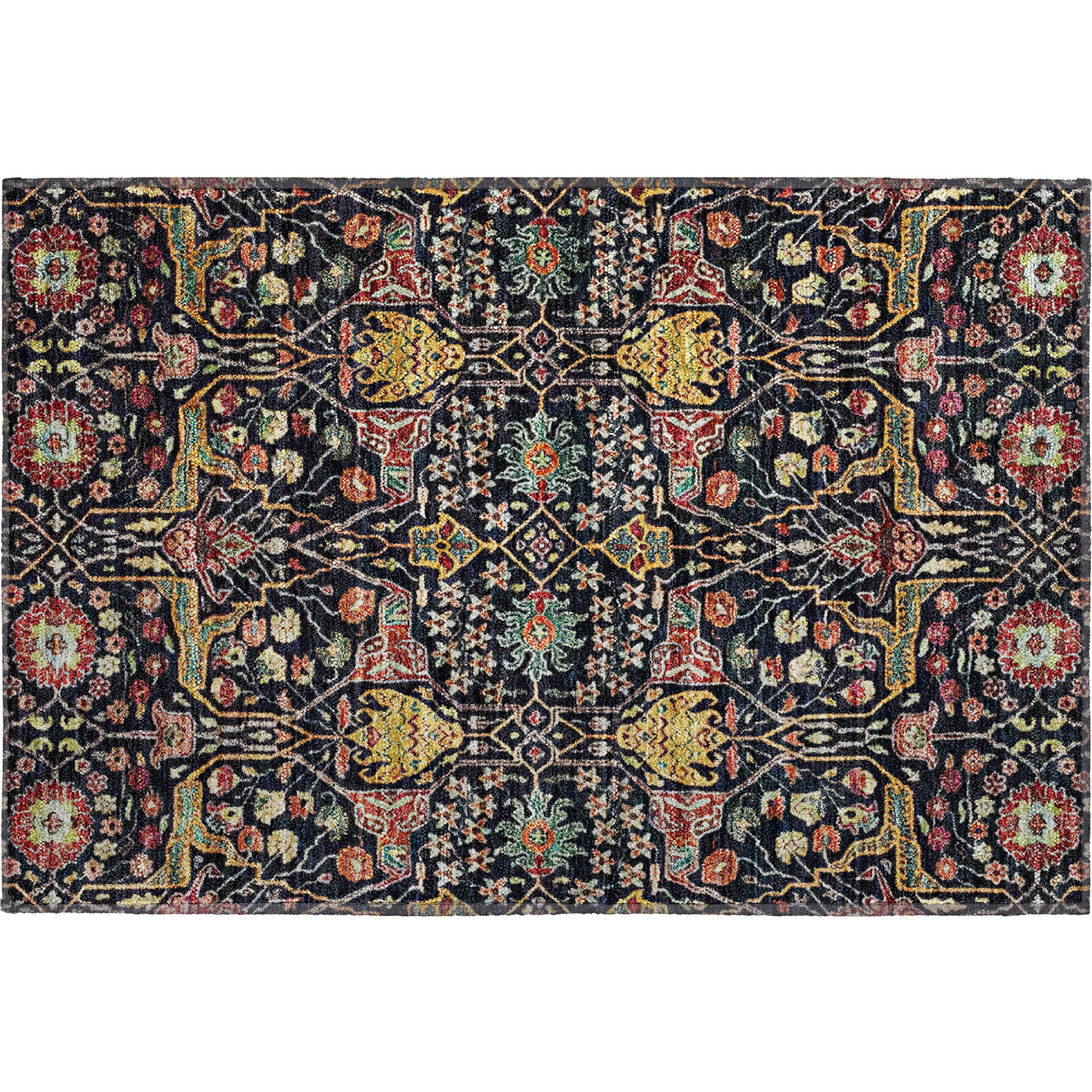 Sarajevo Machine Washable Transitional Black Rug 1'8" x 2'6" #shape_Rectangle