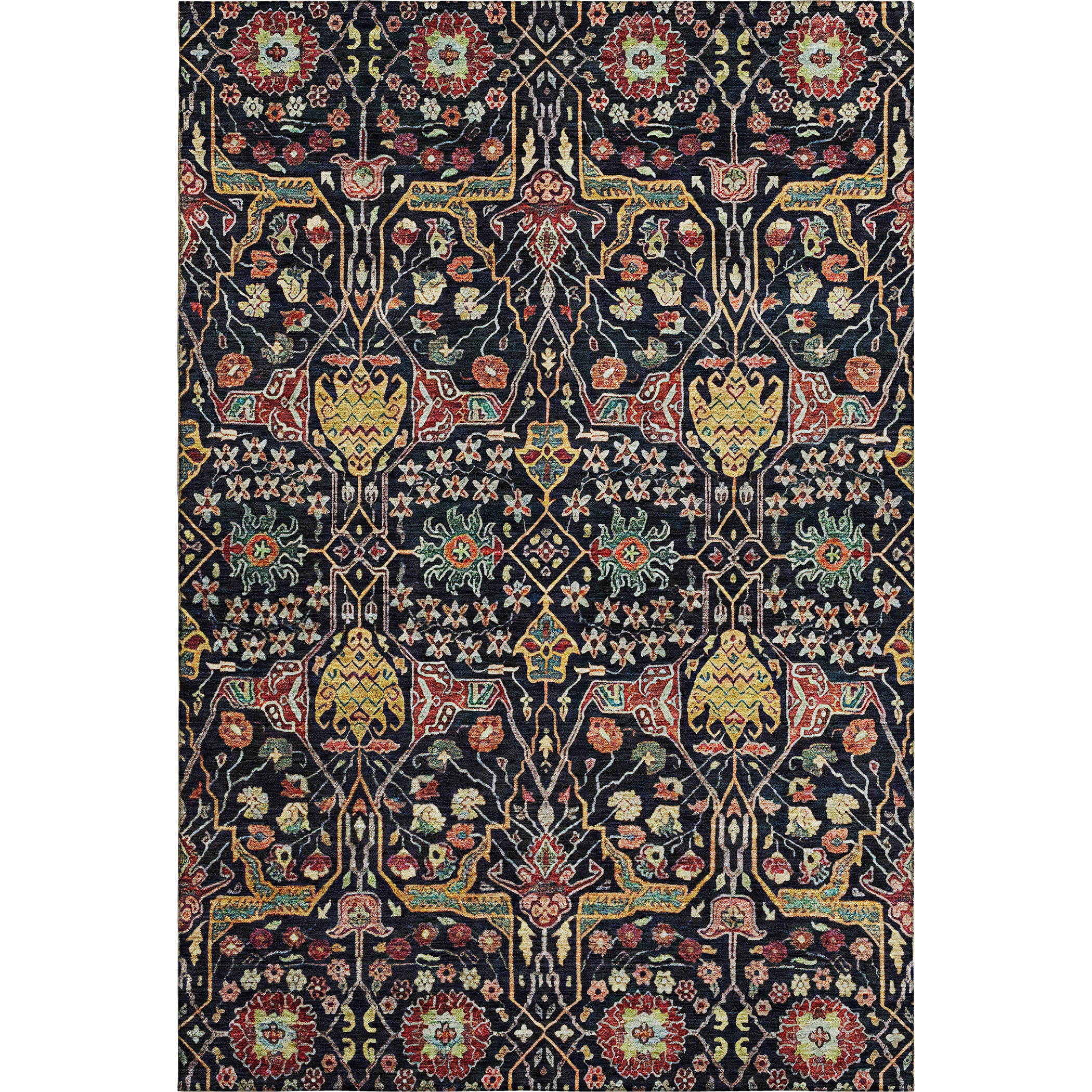 Sarajevo Machine Washable Transitional Black Rug 2'6" x 3'10" #shape_Rectangle