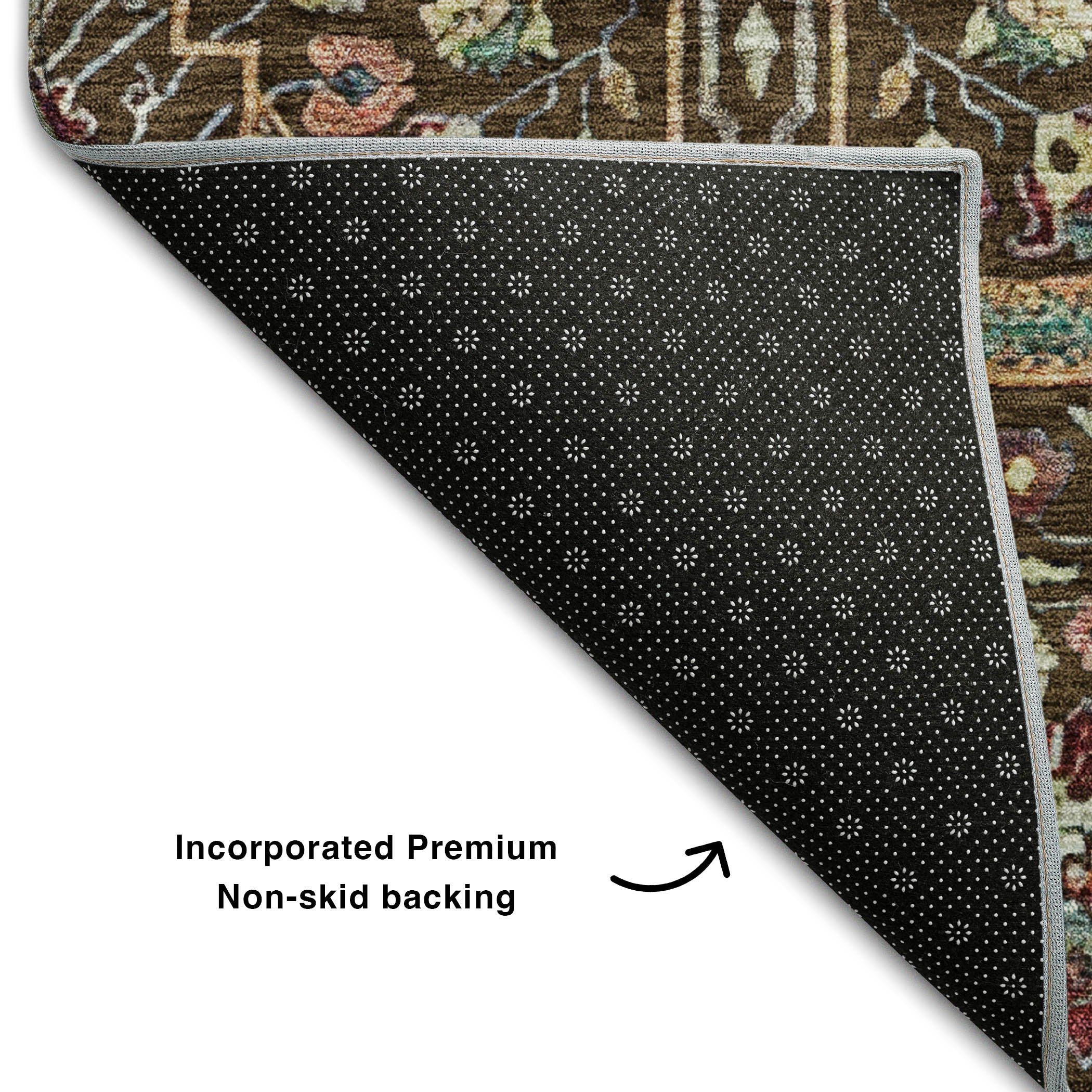 Sarajevo Machine Washable Transitional Chocolate Brown Rug 1'8" x 2'6" #shape_Rectangle