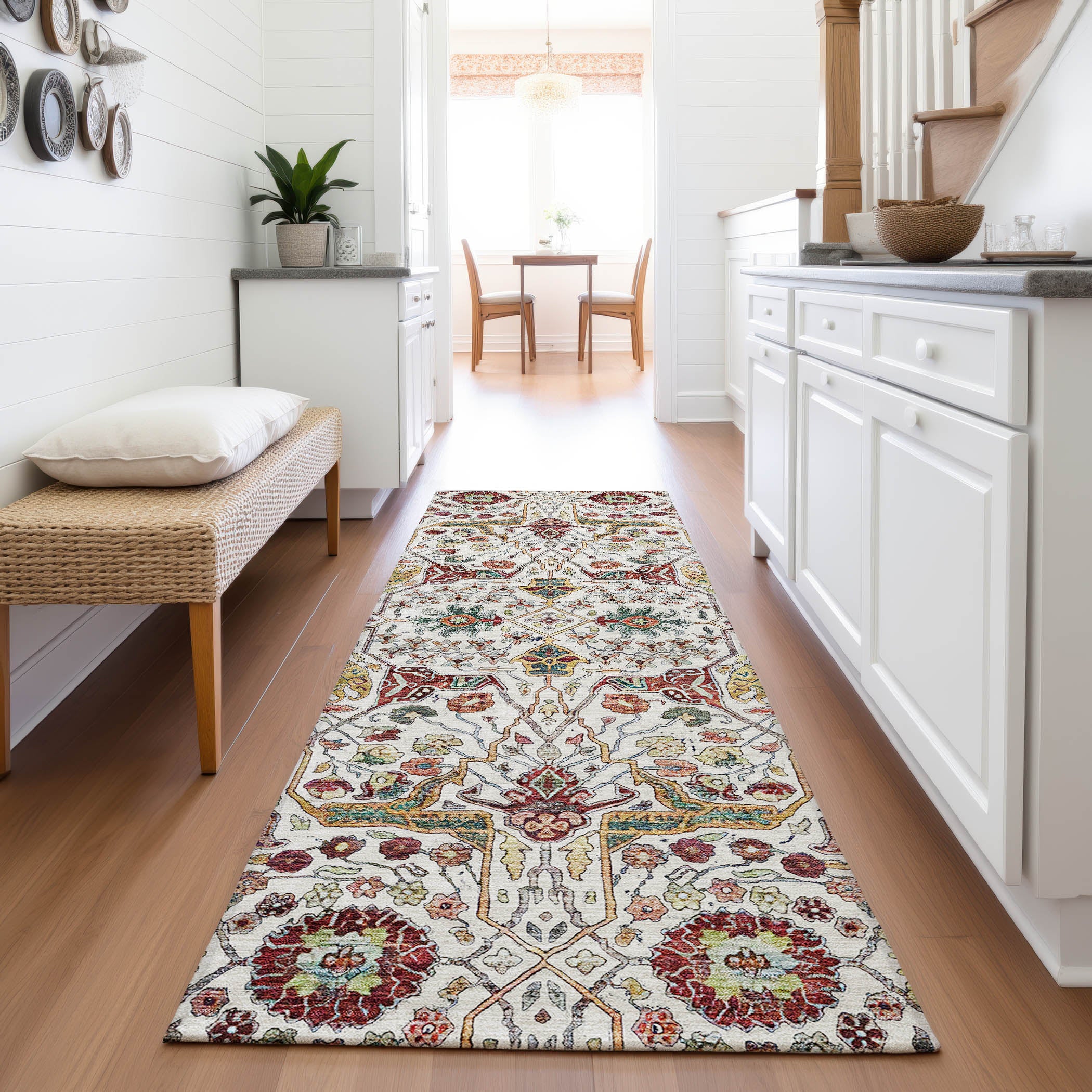 Sarajevo Machine Washable Transitional Ivory Rug 2'3" x 7'6" #shape_Runner
