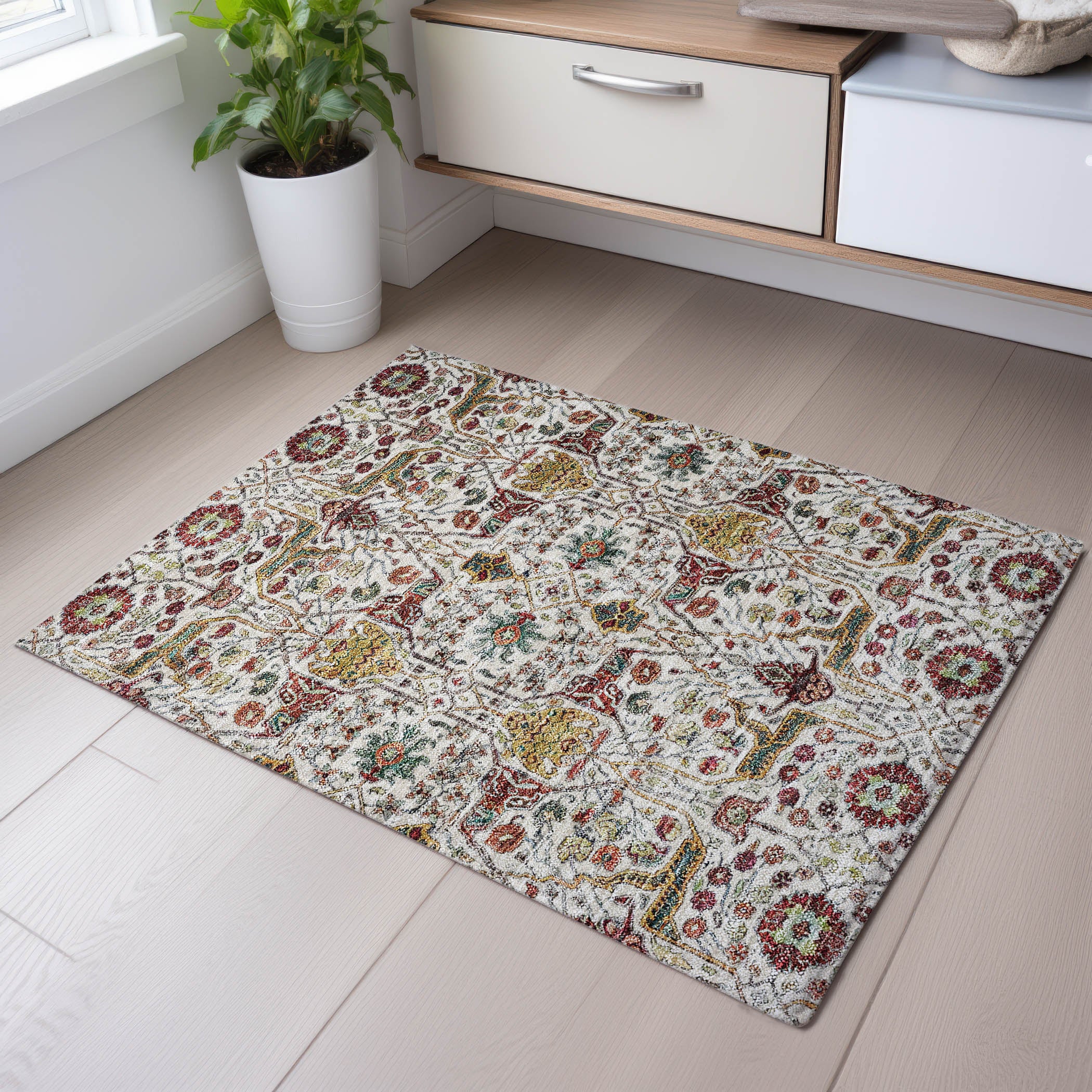 Sarajevo Machine Washable Transitional Ivory Rug 1'8" x 2'6" #shape_Rectangle