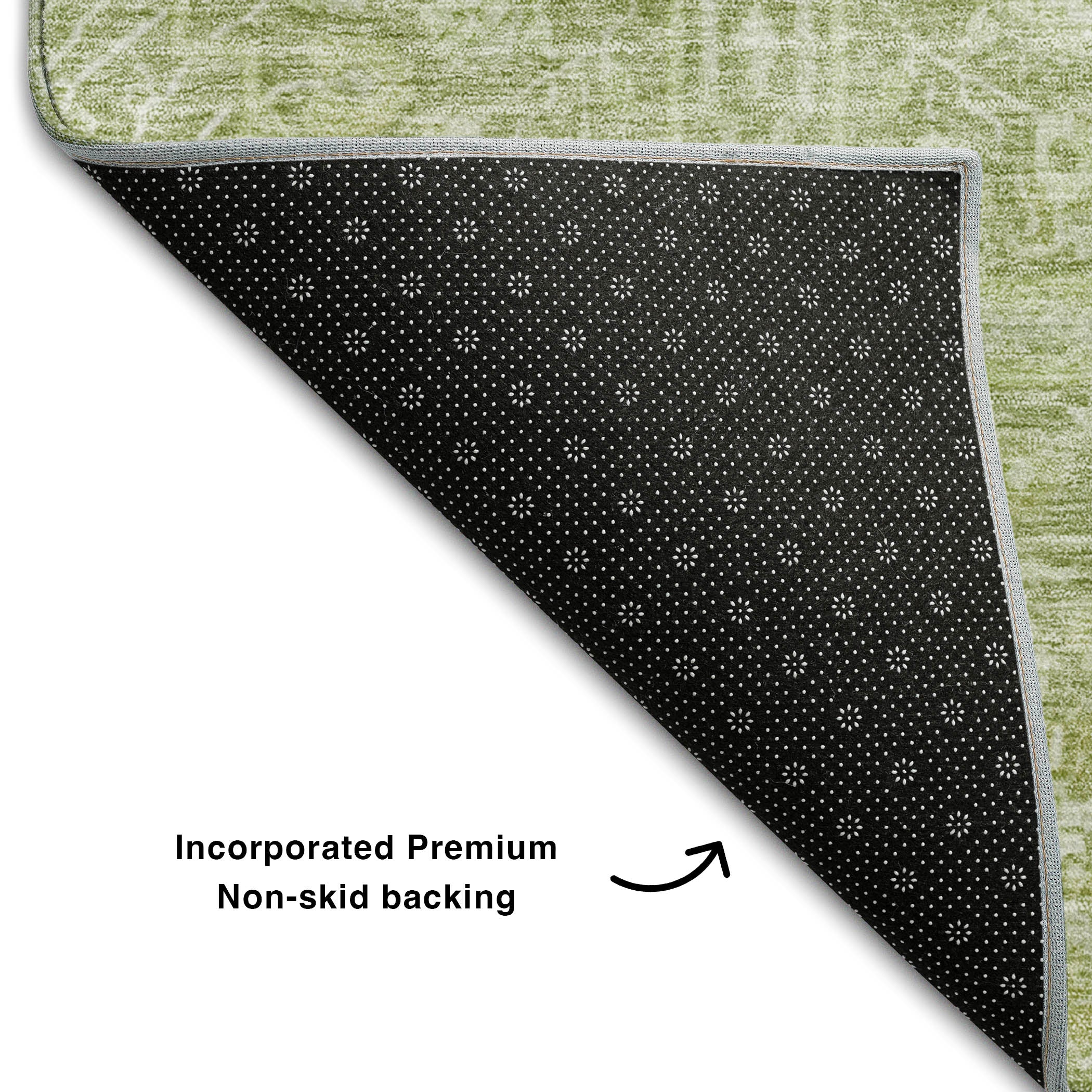 Lucerne Machine Washable Transitional Aloe Green Rug 1'8" x 2'6" #shape_Rectangle