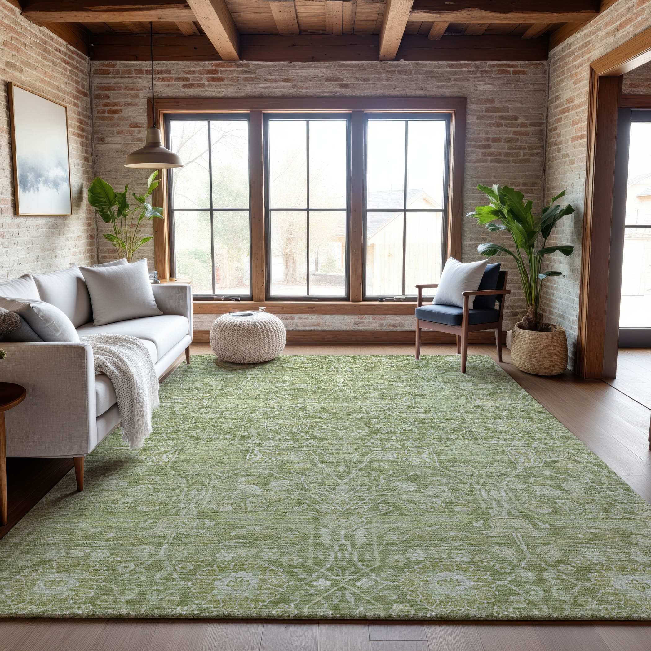 Lucerne Machine Washable Transitional Aloe Green Rug 2'6" x 3'10" #shape_Rectangle