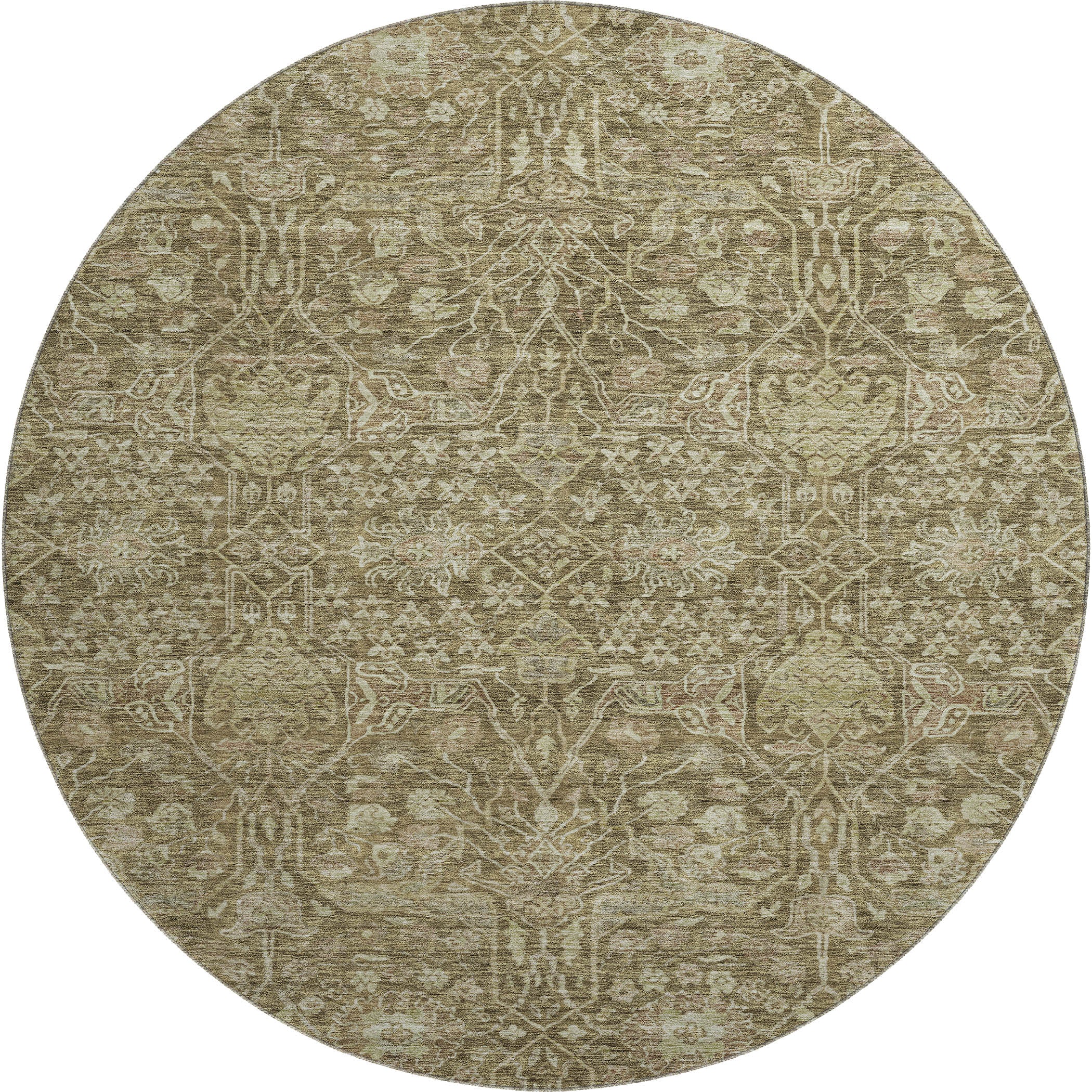 Lucerne Machine Washable Transitional Brown Rug 8' x 8' #shape_Round