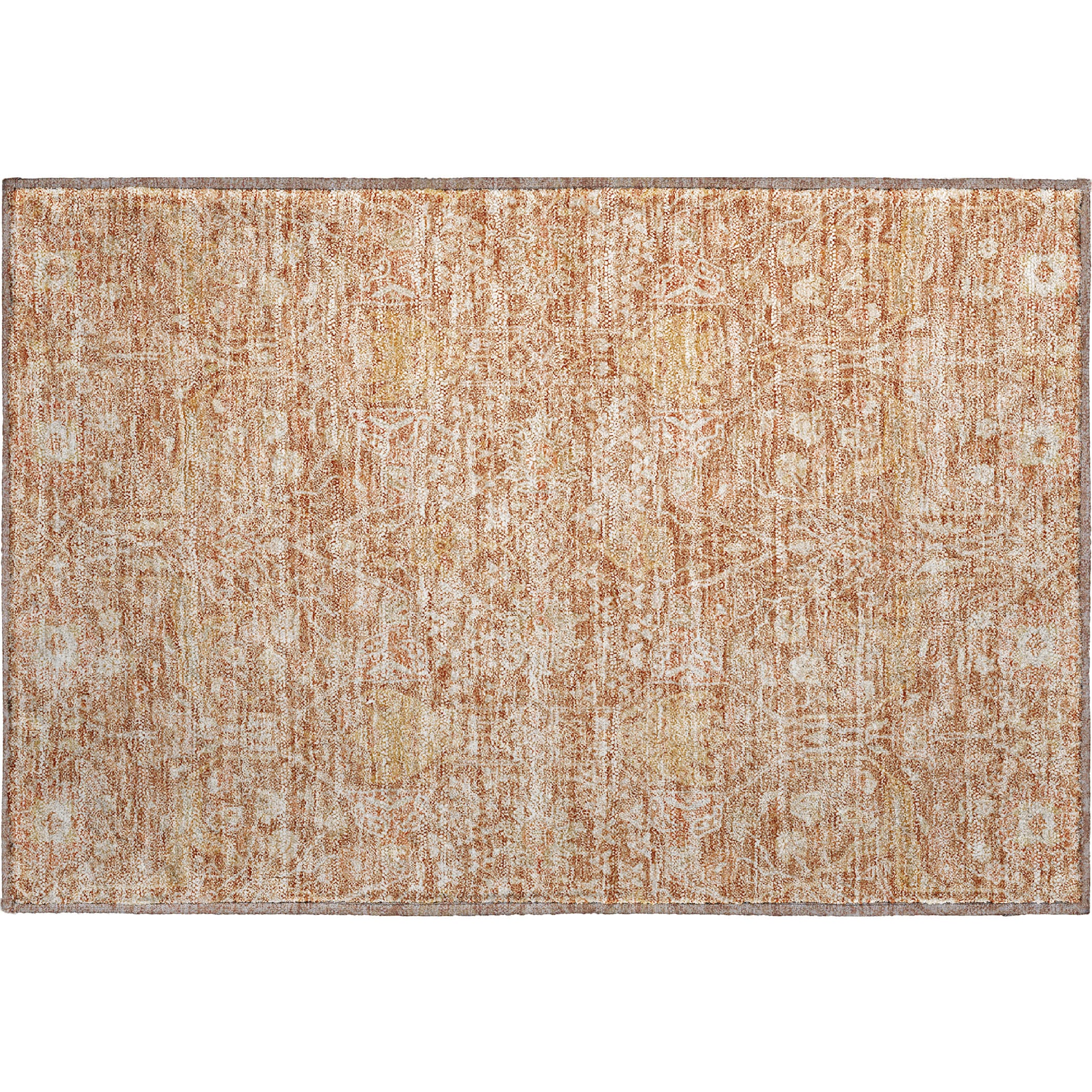 Lucerne Machine Washable Transitional Coral Orange Rug 1'8" x 2'6" #shape_Rectangle